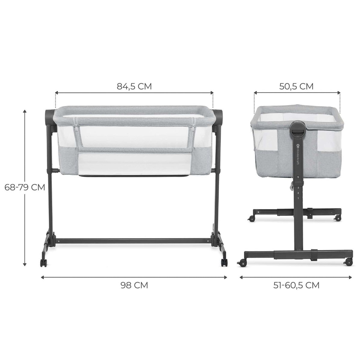 KINDERKRAFT Lit bébé multifonctionnel - cododo et berceau autonome