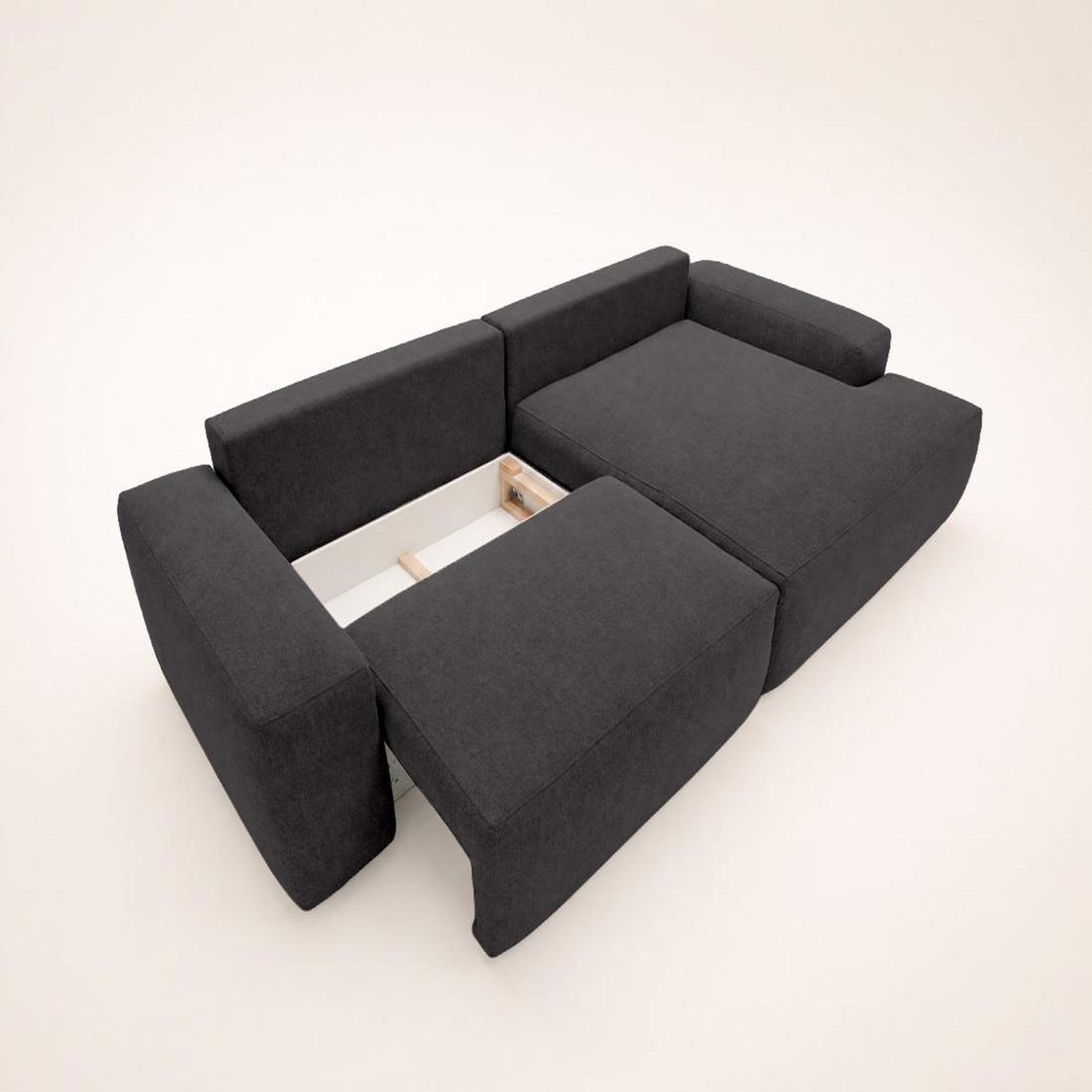 Voir la diapositive 5 : BEST MOBILIER Tama - canapé d'angle droit 4 places convertible avec coffre en tissu