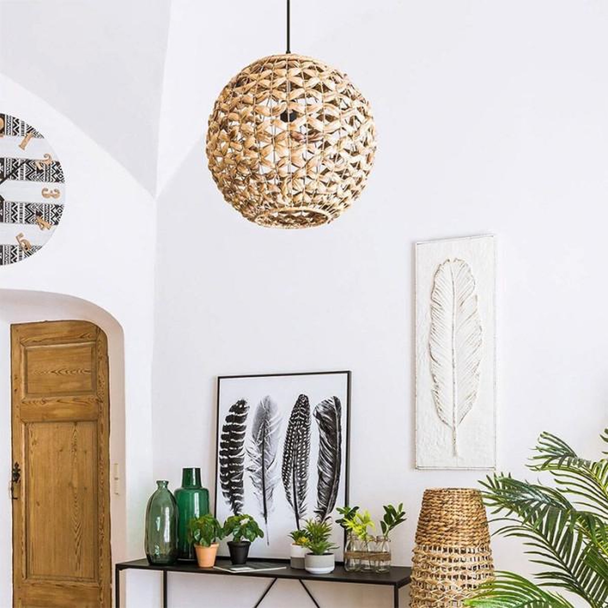 Voir la diapositive 6 : ATMOSPHERA Lampe suspension déco  jacinthe  38cm naturel