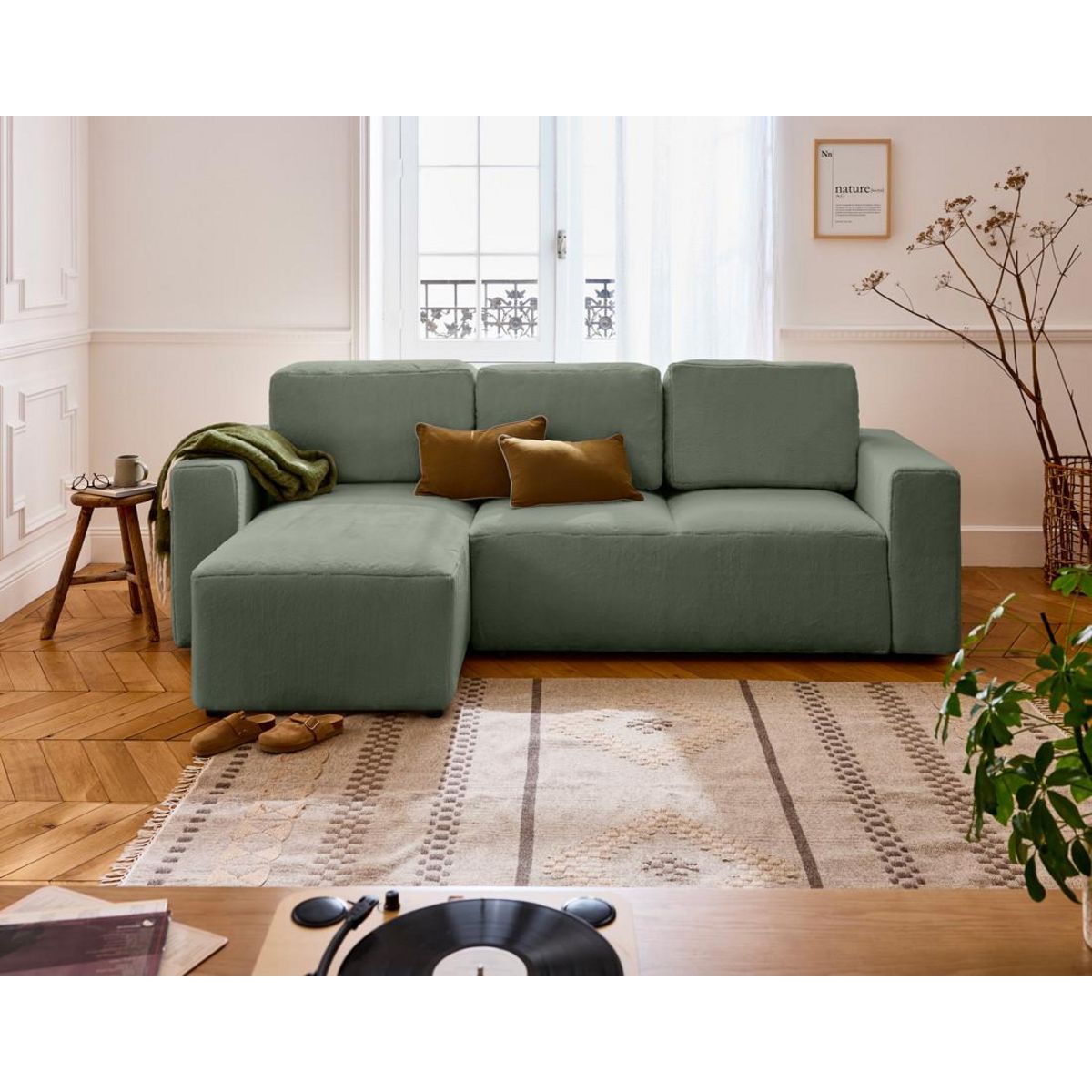 LISA DESIGN Livy - canapé d'angle réversible 4 places convertible avec coffre en fausse fourrure