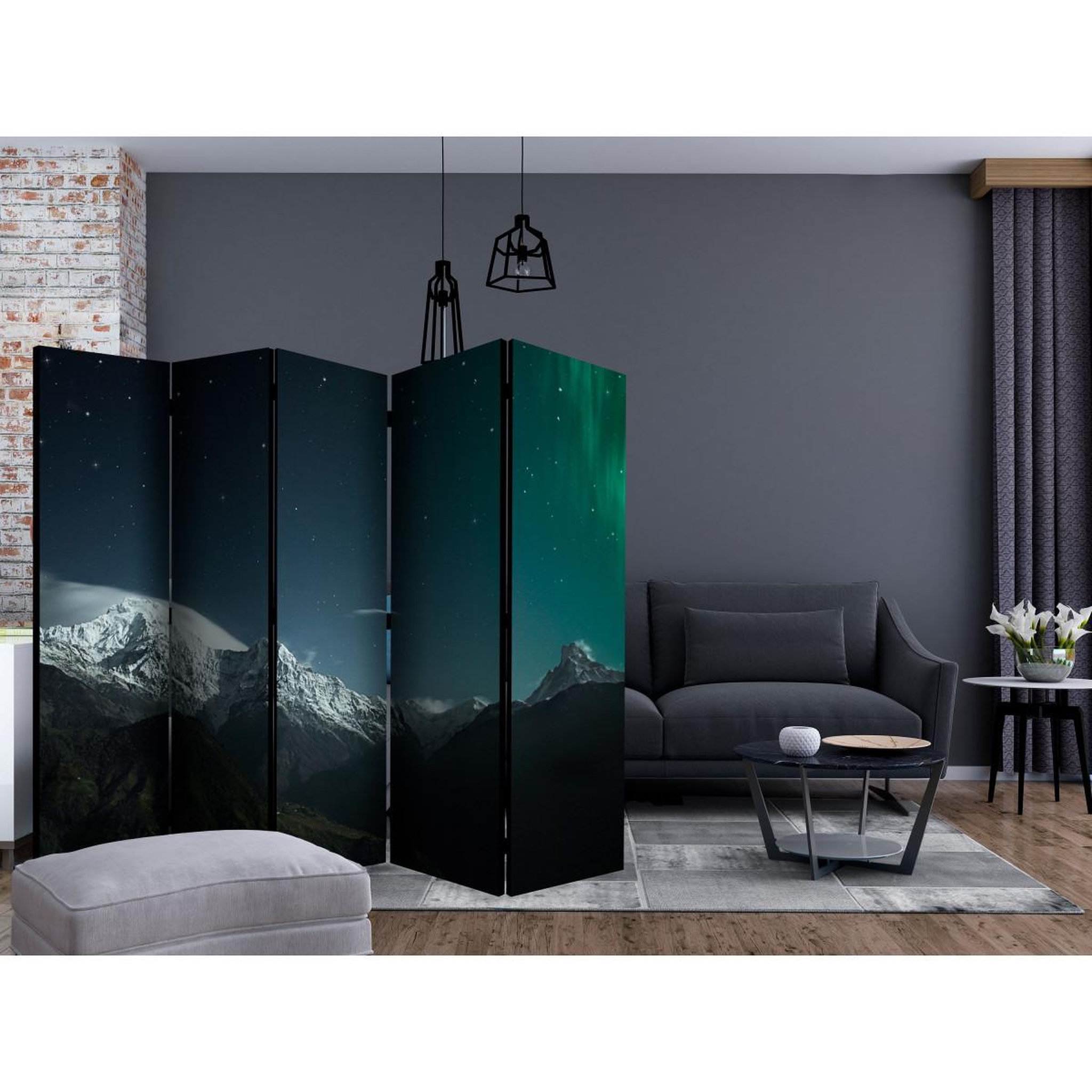 Voir la diapositive 2 : Paris Prix Paravent 5 volets  northern lights  172x225cm