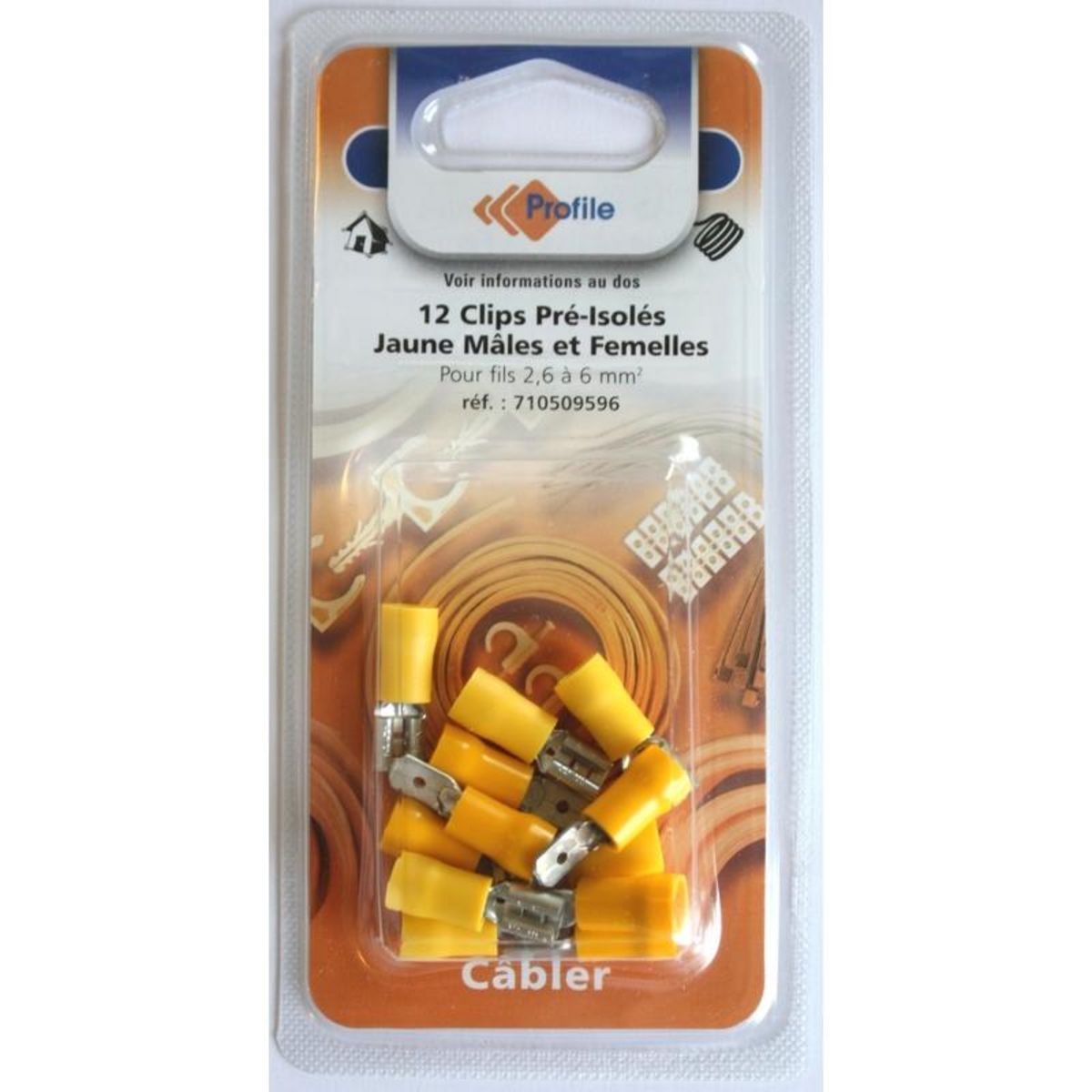 Profile 12 cosses clips pré-isolées jaunes mâles + femelles