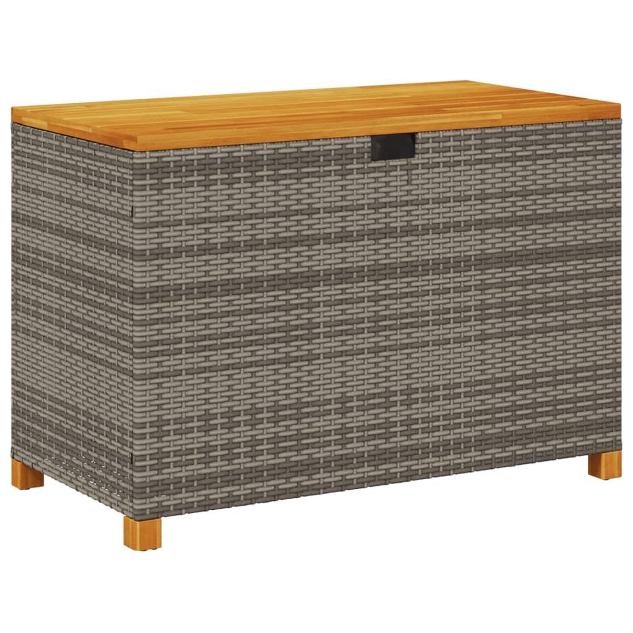 Voir la diapositive 2 : VIDAXL Boîte de rangement de jardin gris resine tressee bois d'acacia
