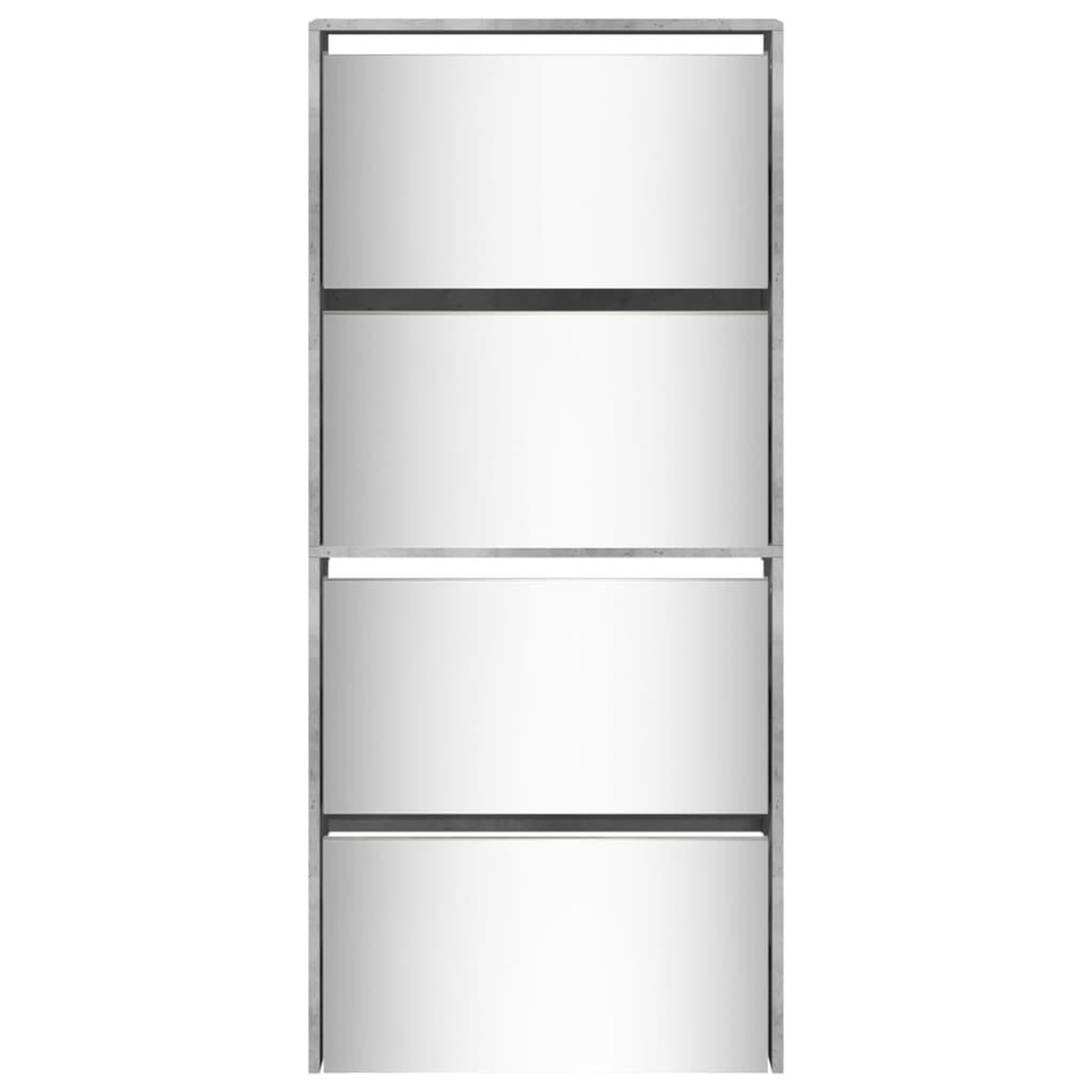 Voir la diapositive 5 : VIDAXL Armoire a chaussures et miroir 4 niveaux gris beton 63x17x134cm
