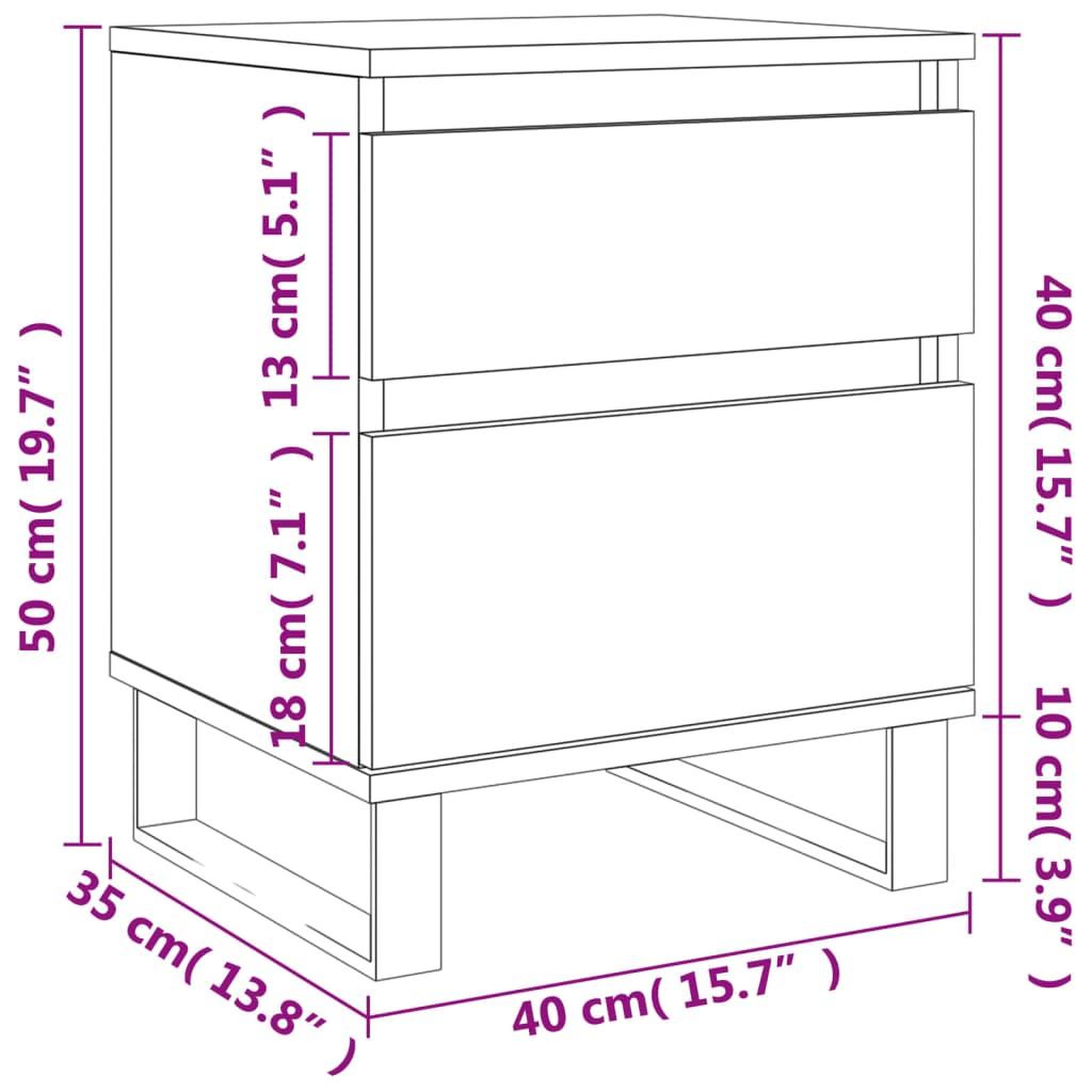 Voir la diapositive 6 : VIDAXL Tables de chevet 2 pcs chene sonoma 40x35x50 cm bois ingenierie