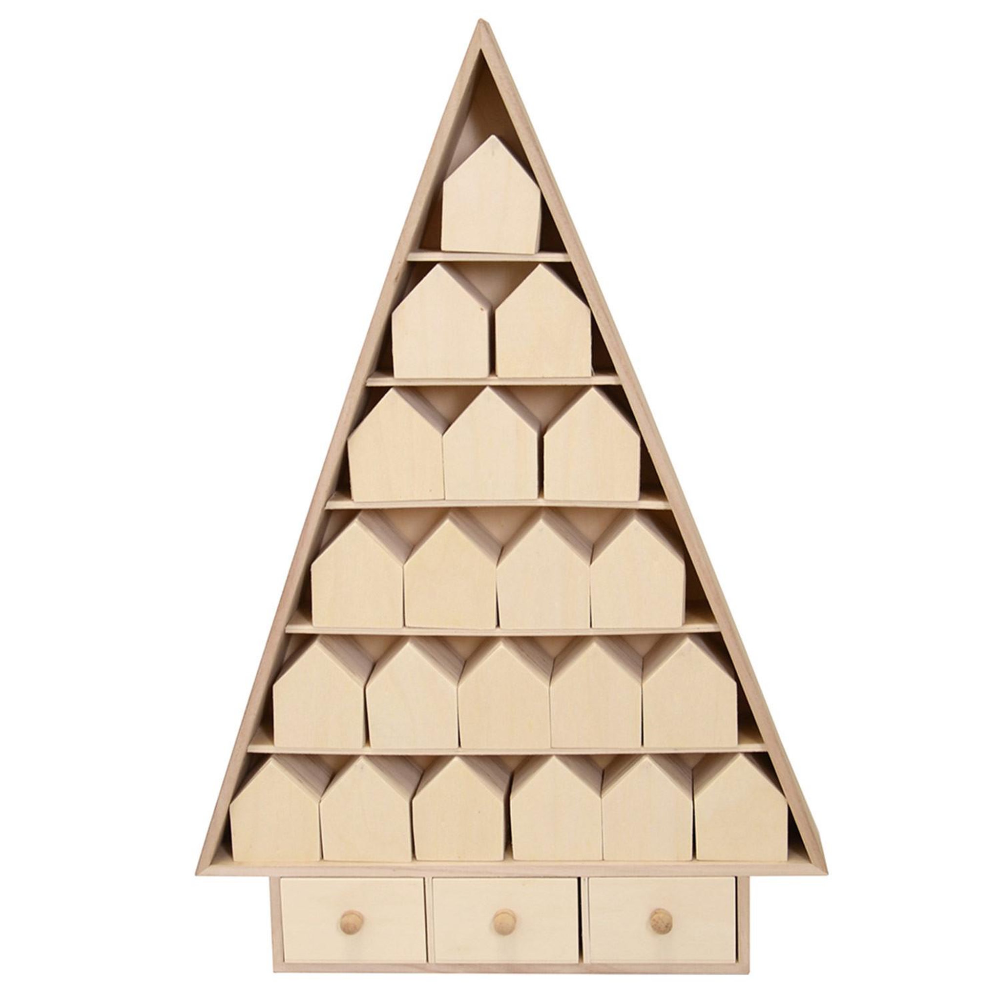 Voir la diapositive 1 : Artemio Calendrier de l'avent sapin de noël en bois 52 x 35 cm
