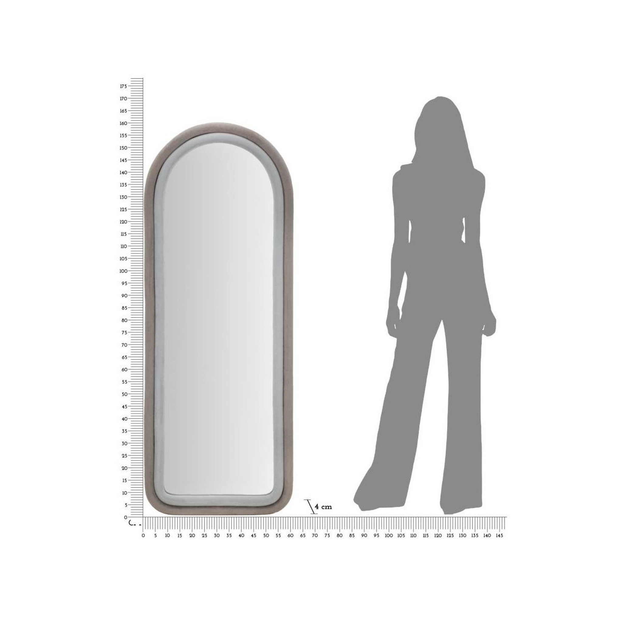 Voir la diapositive 6 : Paris Prix Miroir mural en velours  chloé  160cm gris & taupe