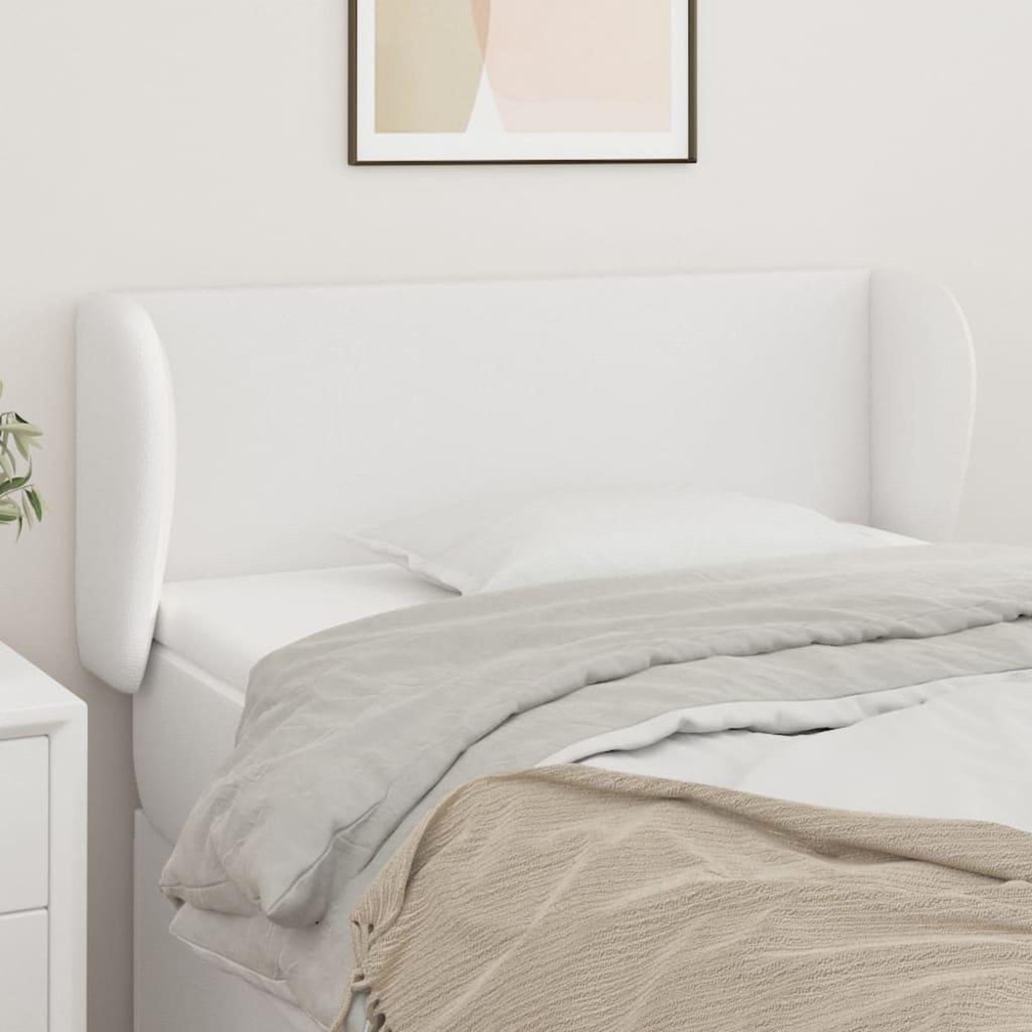 Voir la diapositive 1 : VIDAXL Tete de lit avec oreilles Blanc 103x23x78/88 cm Similicuir