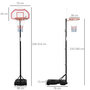 Voir la diapositive 3 : HOMCOM Panier de Basket-Ball sur pied avec poteau panneau - base de lestage sur roulettes - hauteur réglable 5 niveaux 2,45-2,95 m - acier HDPE noir blanc