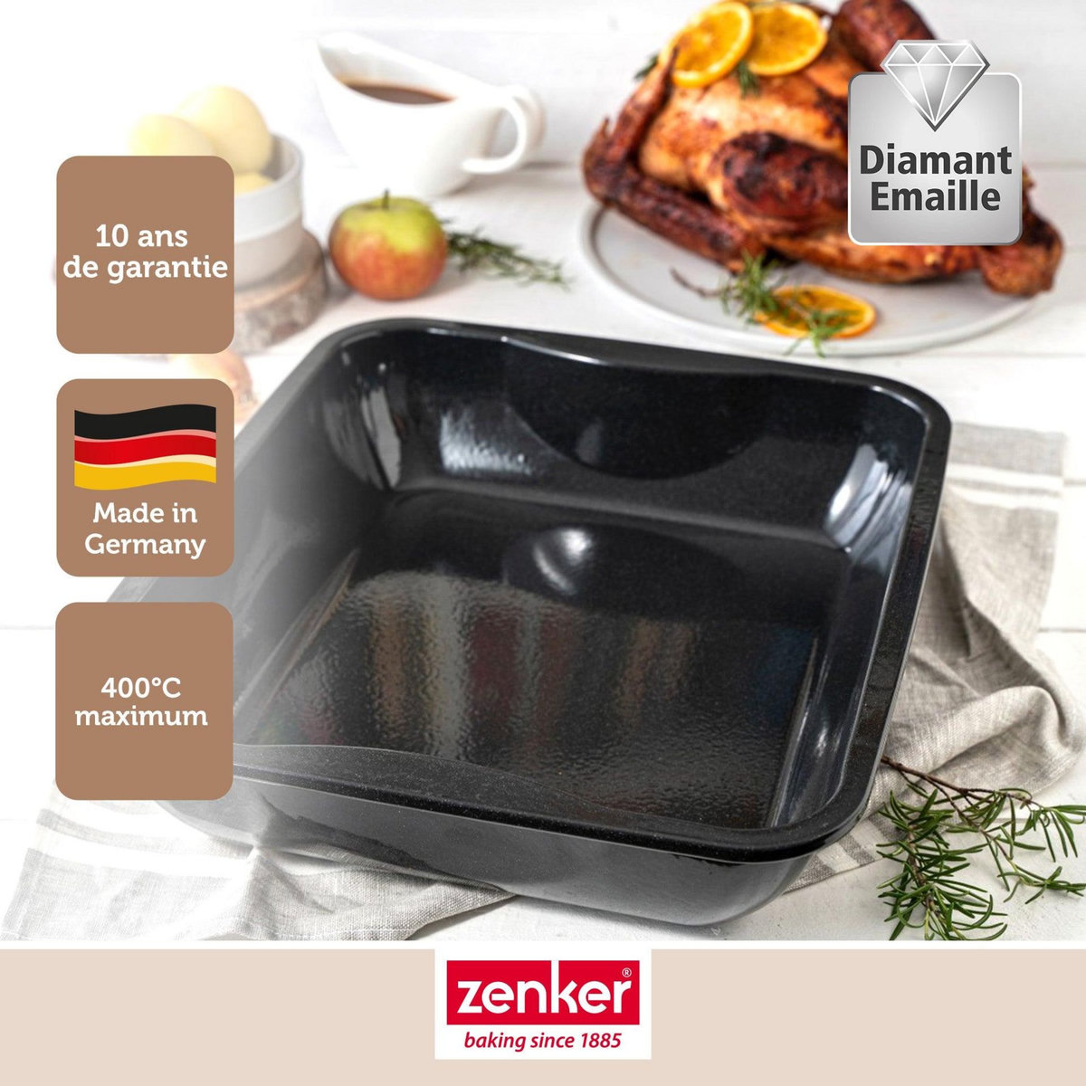 ZENKER Plat à four XXL rectangle en acier émaillé 40 x 34 cm Zenker Spécial cooking