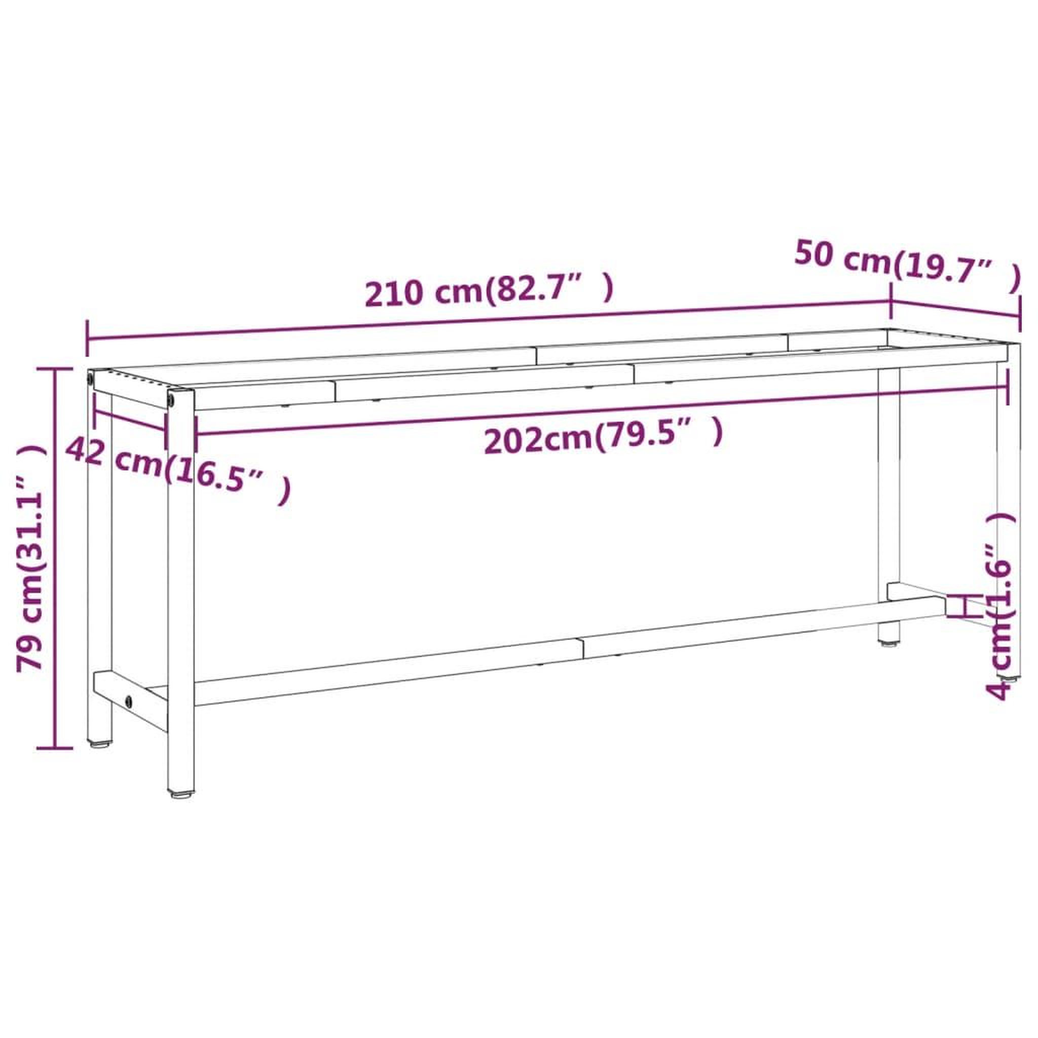 Voir la diapositive 6 : VIDAXL Cadre banc de travail Noir mat et rouge mat 210x50x79 cm Metal