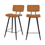 Rendez vous déco Lot de 2 chaises pour îlot central 66 cm en cuir synthétique camel-Texas