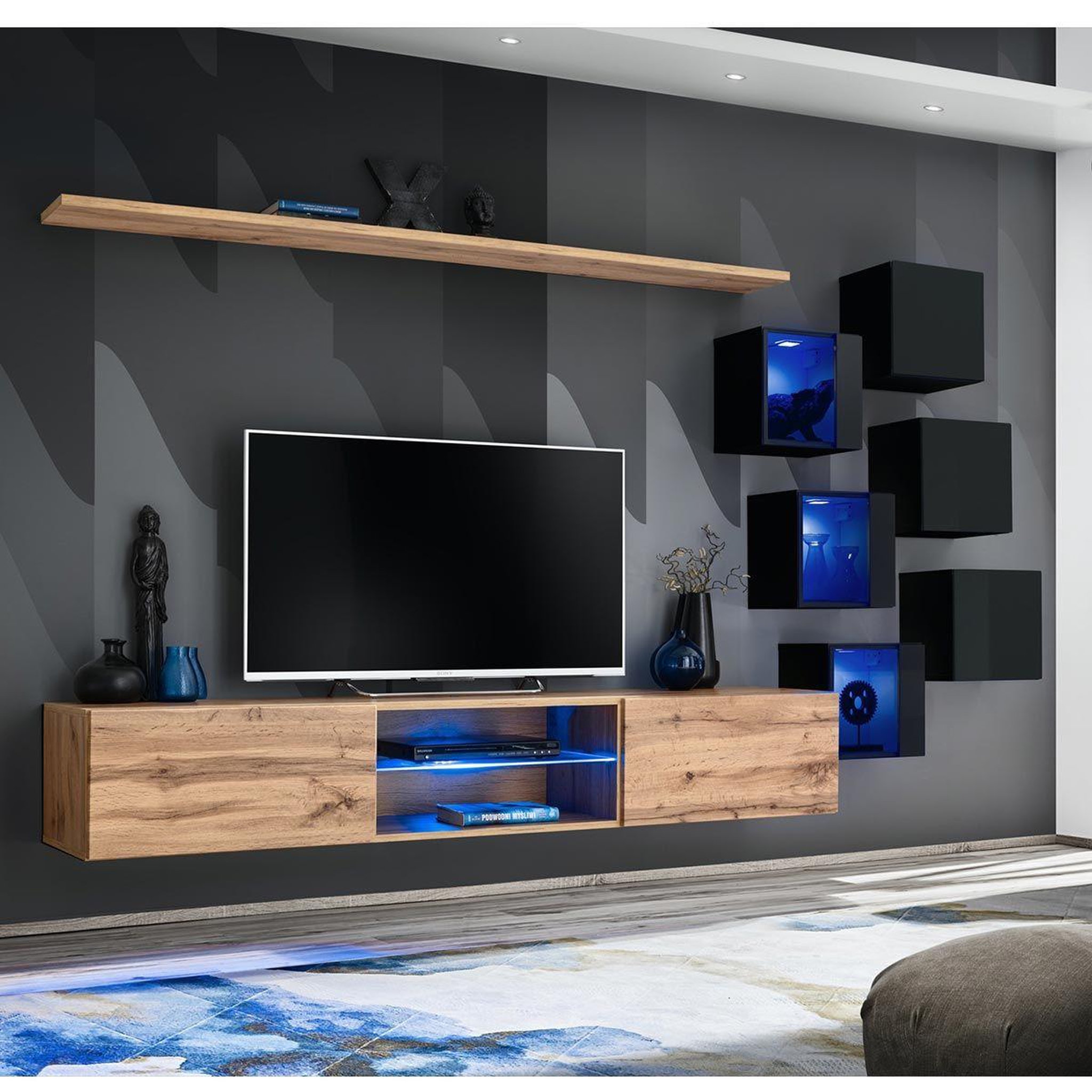 Paris Prix Ensemble meuble tv  switch xxi  260cm naturel & noir