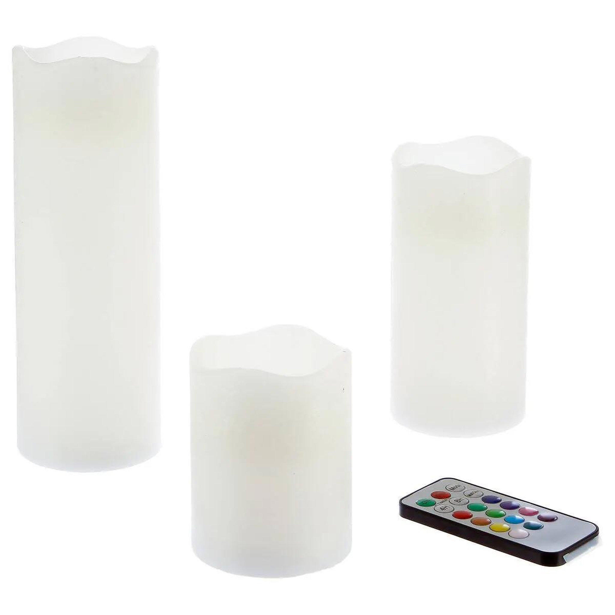 ATMOSPHERA Lot de 3 Bougies LED  12 Couleurs  20cm Multicolore