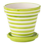 Paris Prix Pot Avec Soucoupe en Céramique  Granada Rayure  27cm Vert
