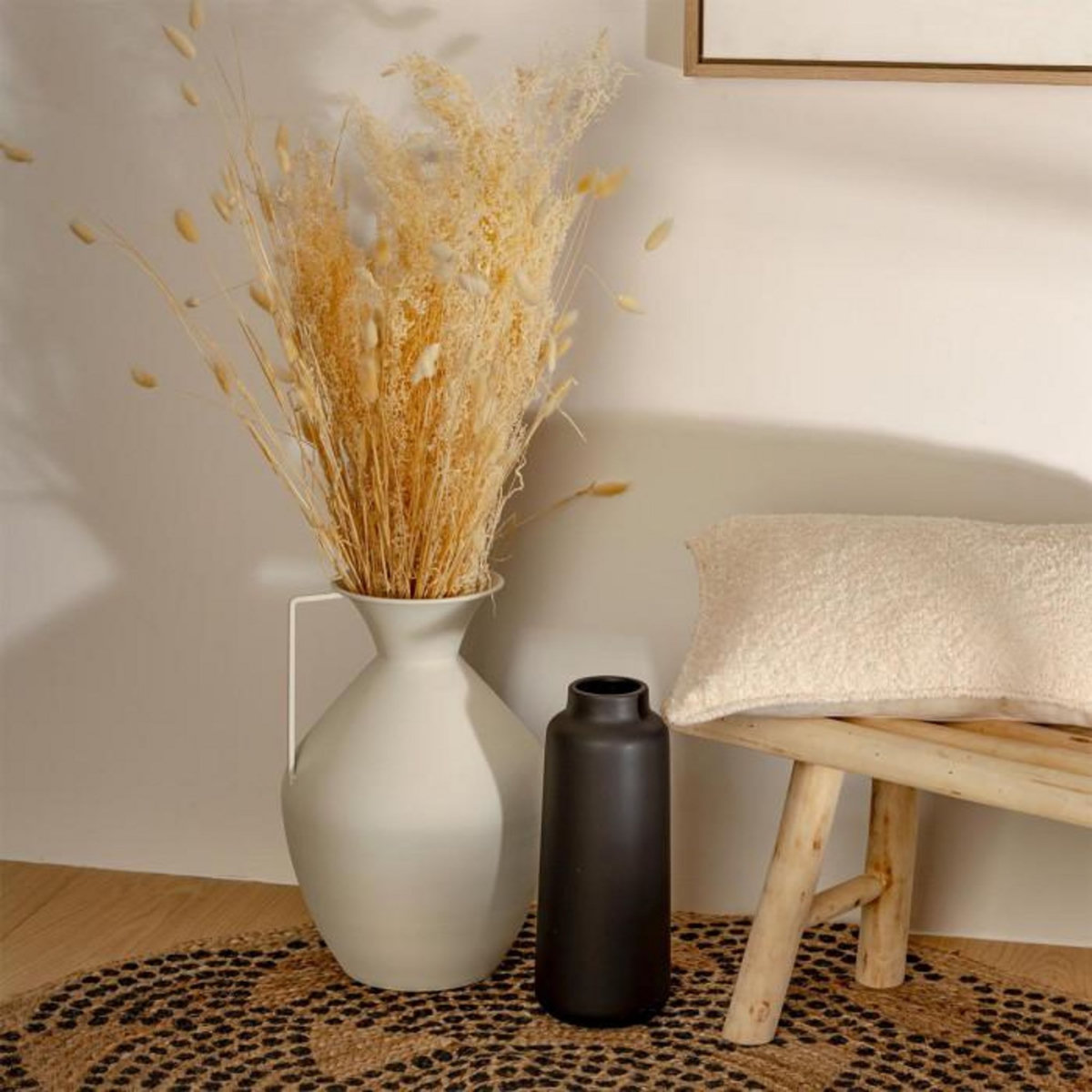 ATMOSPHERA Vase Cruche en Métal  Sylvain  36cm Blanc