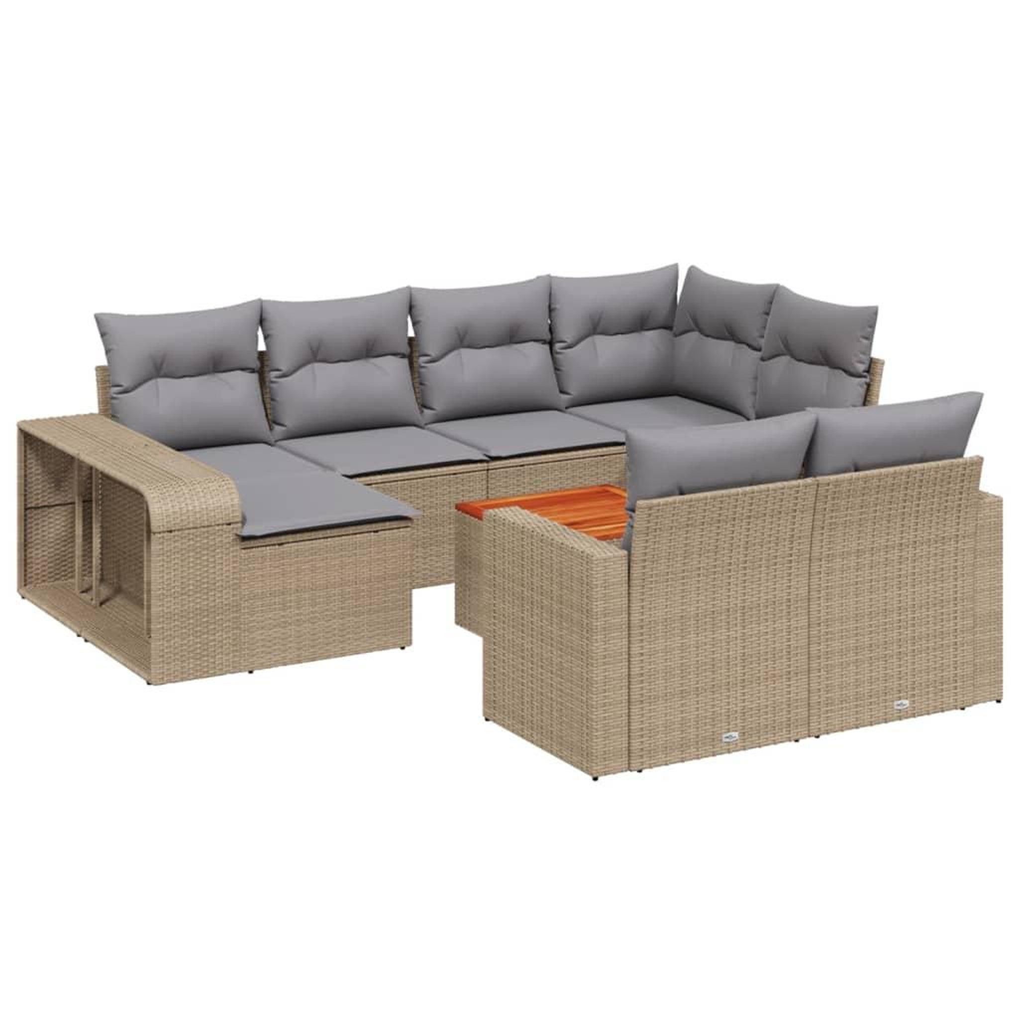 Voir la diapositive 2 : VIDAXL Salon de jardin 11 pcs avec coussins beige resine tressee