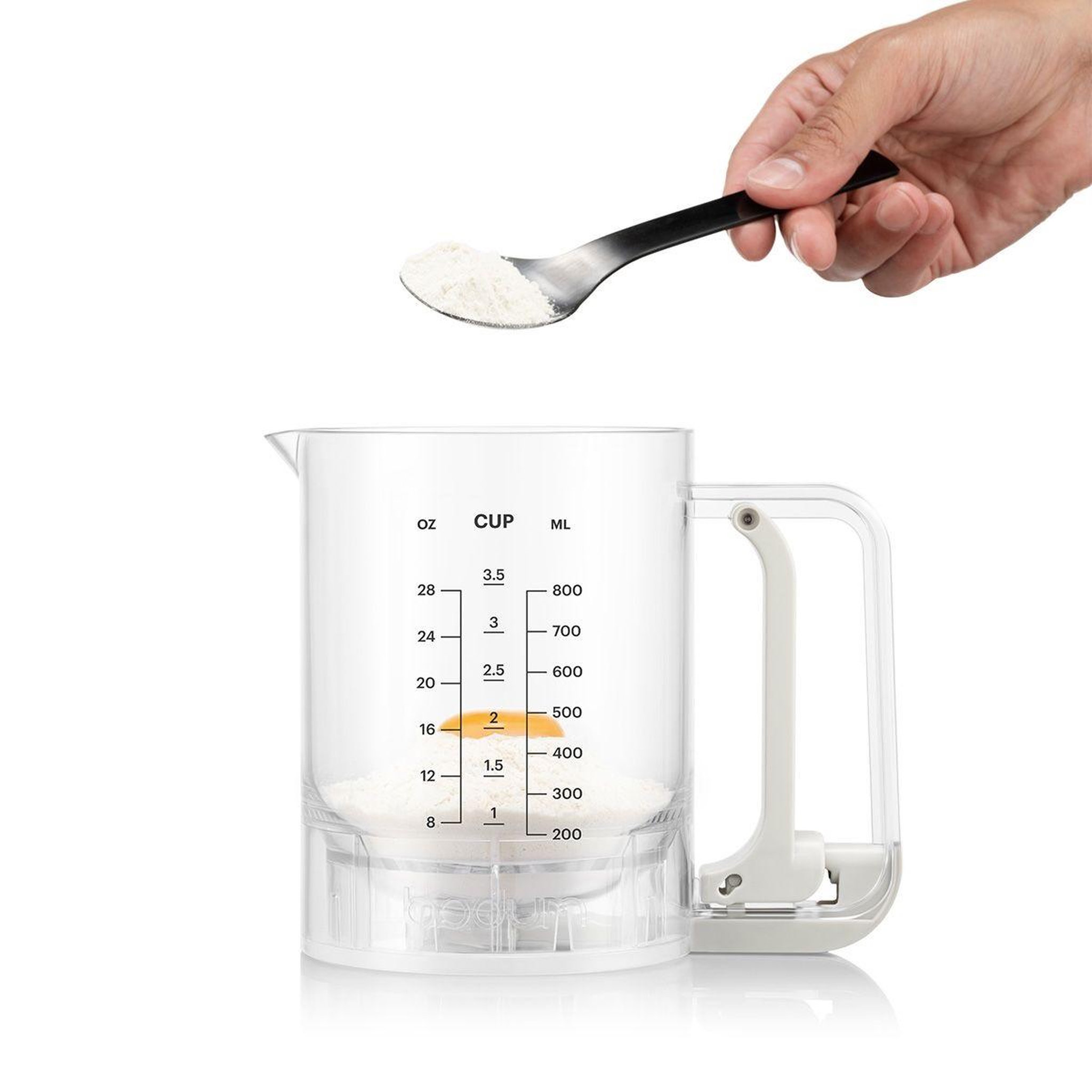 Voir la diapositive 3 : Bodum Distributeur et mélangeur de pâte à crêpes blanc - 12108-913