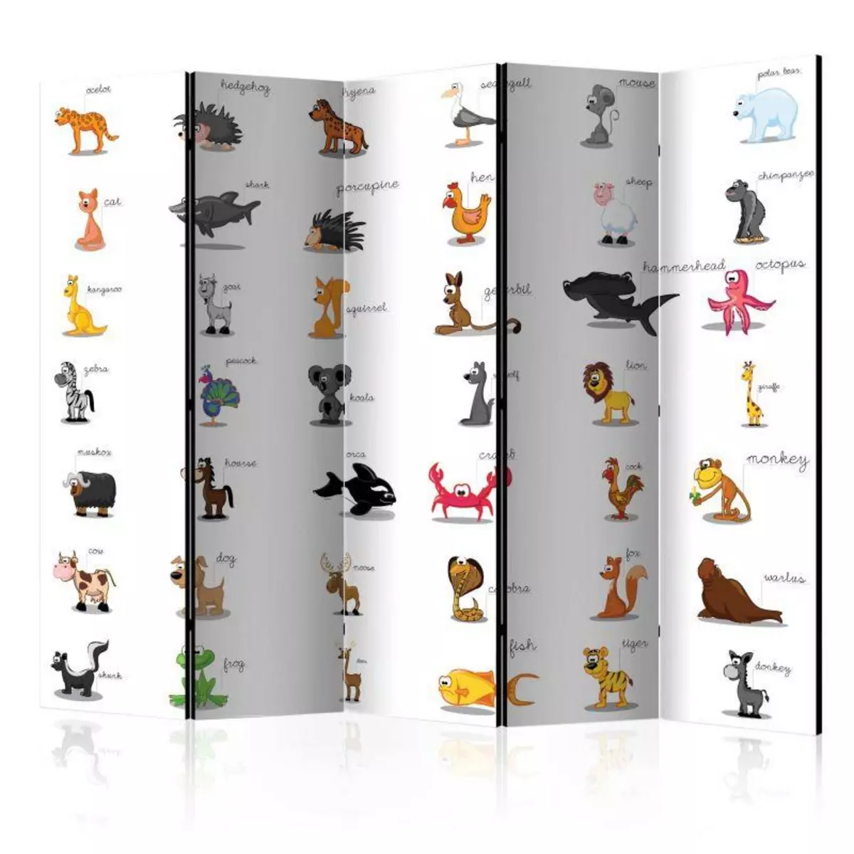 Paris Prix Paravent 5 Volets  Learning By Playing Animals  172x225cm