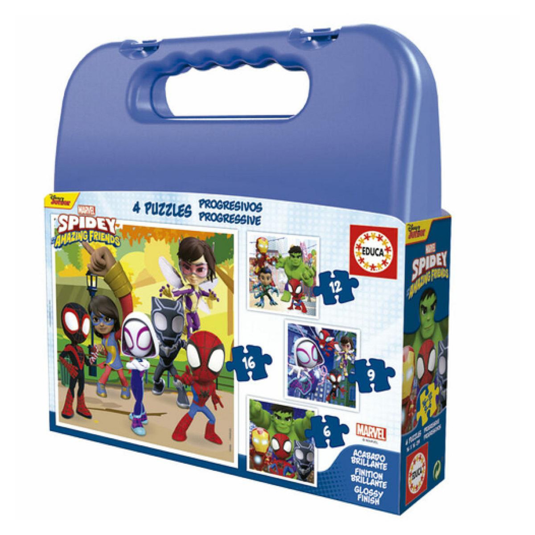 Voir la diapositive 4 : EDUCA Puzzles malette progressif spidey  6-9-12-16 pieces