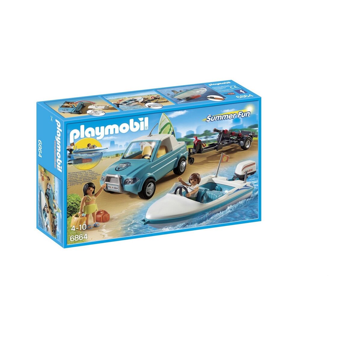 PLAYMOBIL 6864 - Summer Fun - Voiture avec bateau et moteur