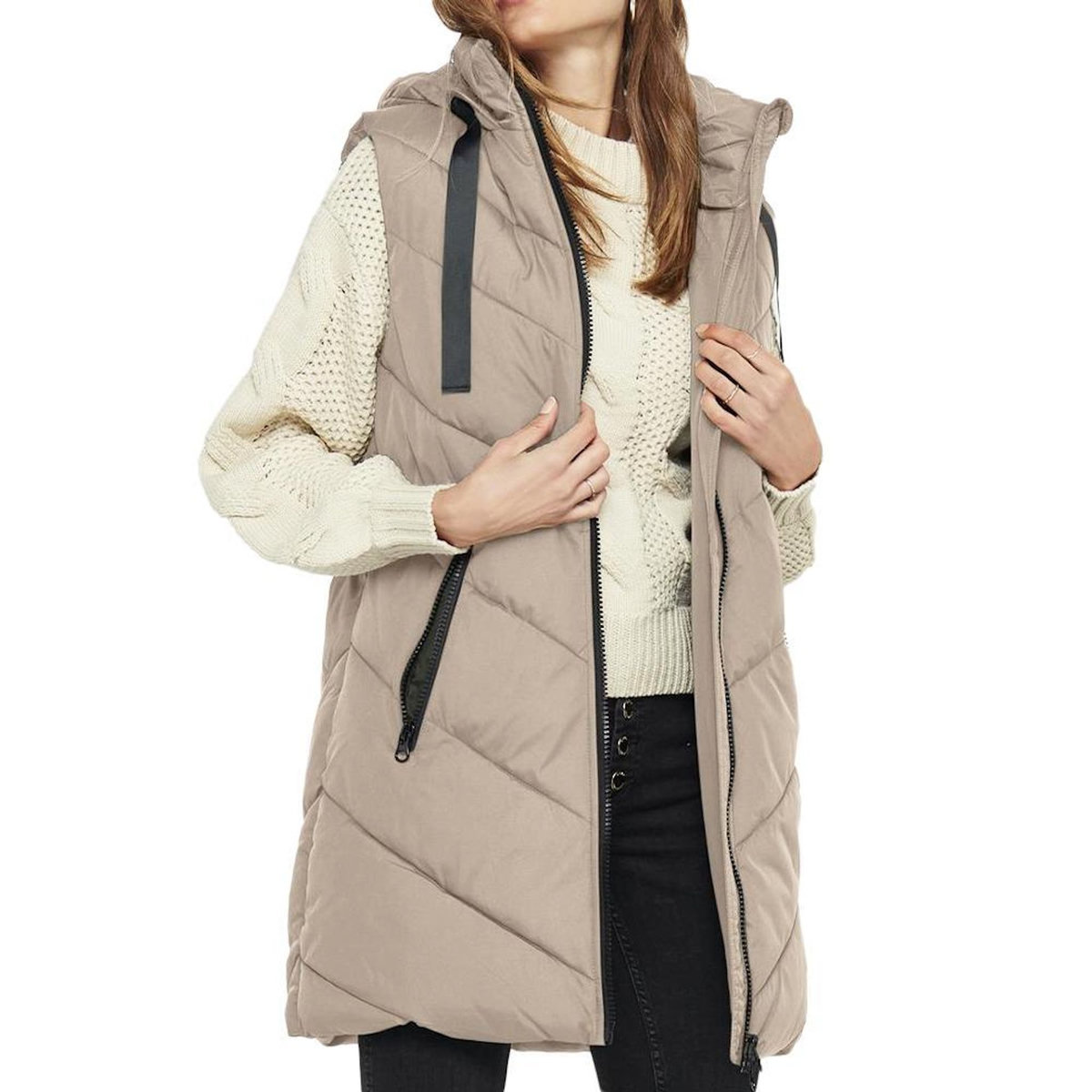 JACQUELINE DE YONG Doudoune sans manche Beige/Noir Femme JDY Padded Waistcoat