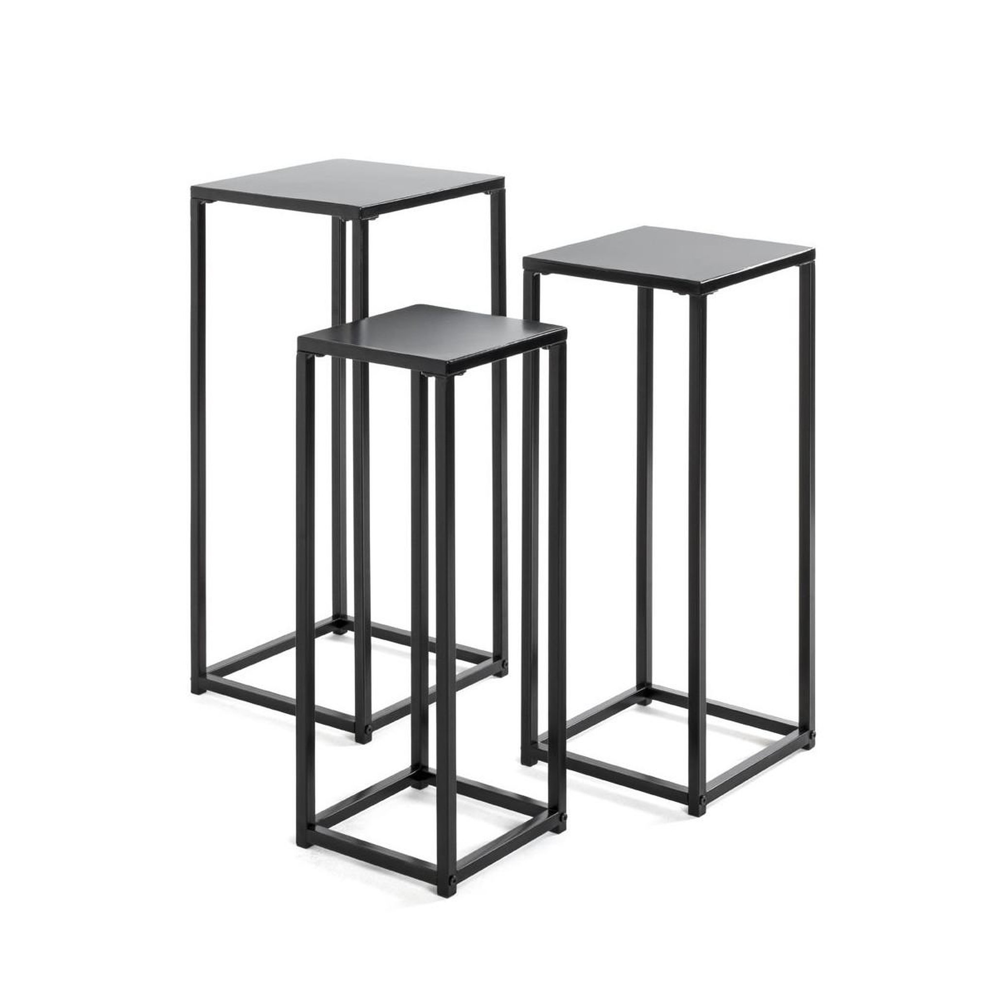 Paris Prix Lot de 3 porte-plantes en métal  cromano  71cm noir