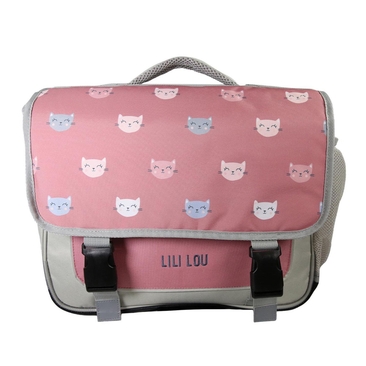 Bagtrotter Cartable Scolaire Primaire 38cm Lili Lou gris et rose  2 Compartiments - Bagtrotter