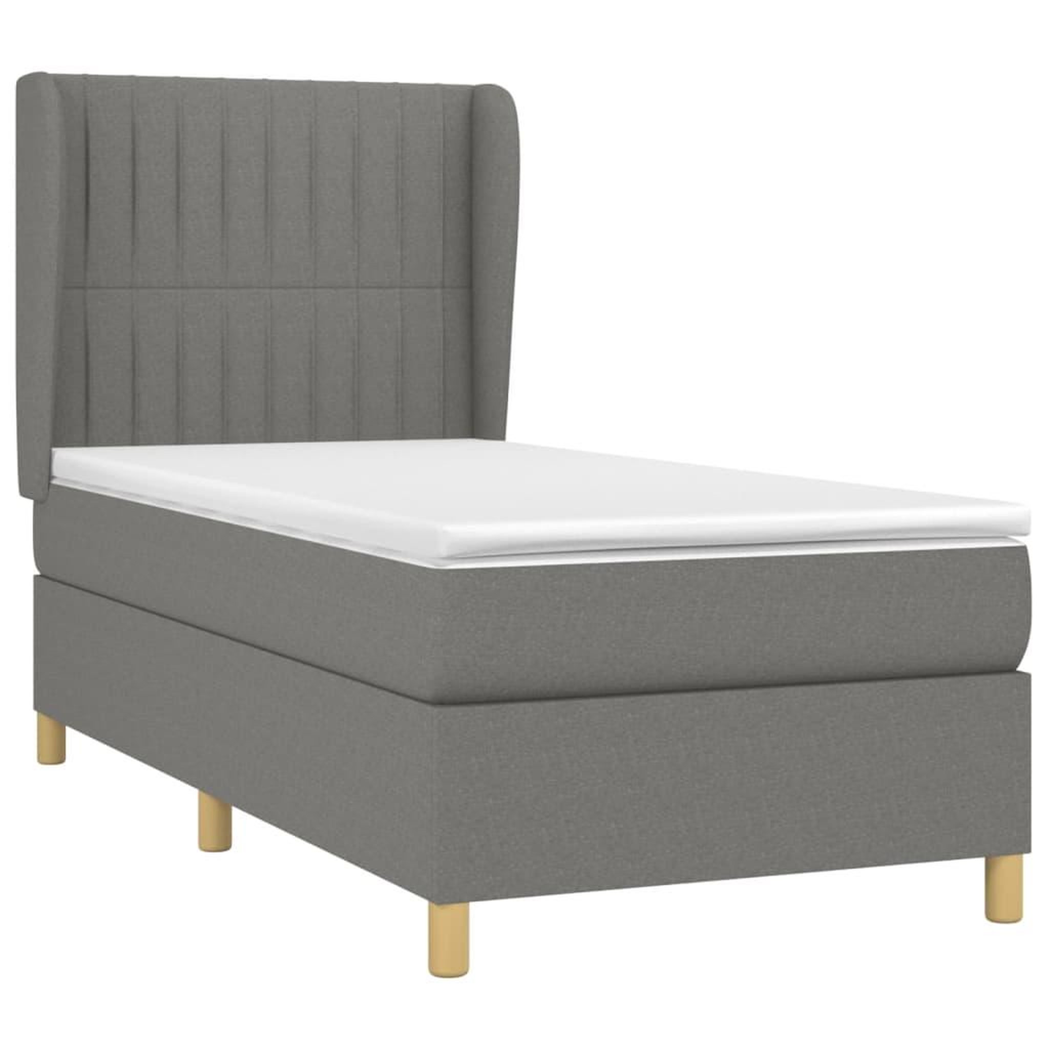 Voir la diapositive 3 : VIDAXL Sommier a lattes de lit avec matelas Gris fonce 80x200 cm Tissu