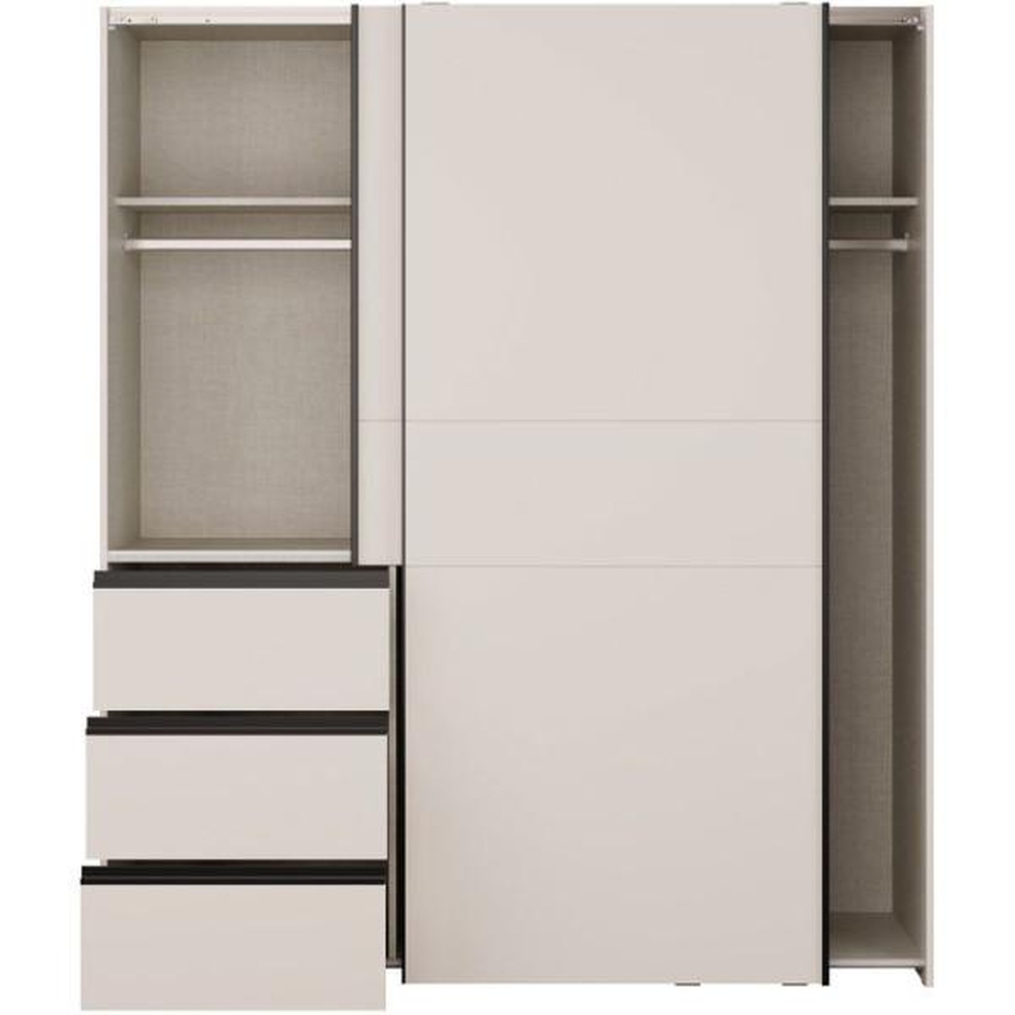 Voir la diapositive 6 : MARKET24 Armoire - 2 portes coulissantes 3 tiroirs - Décor Sable - L170 x P61 x H200 cm - WINN 2