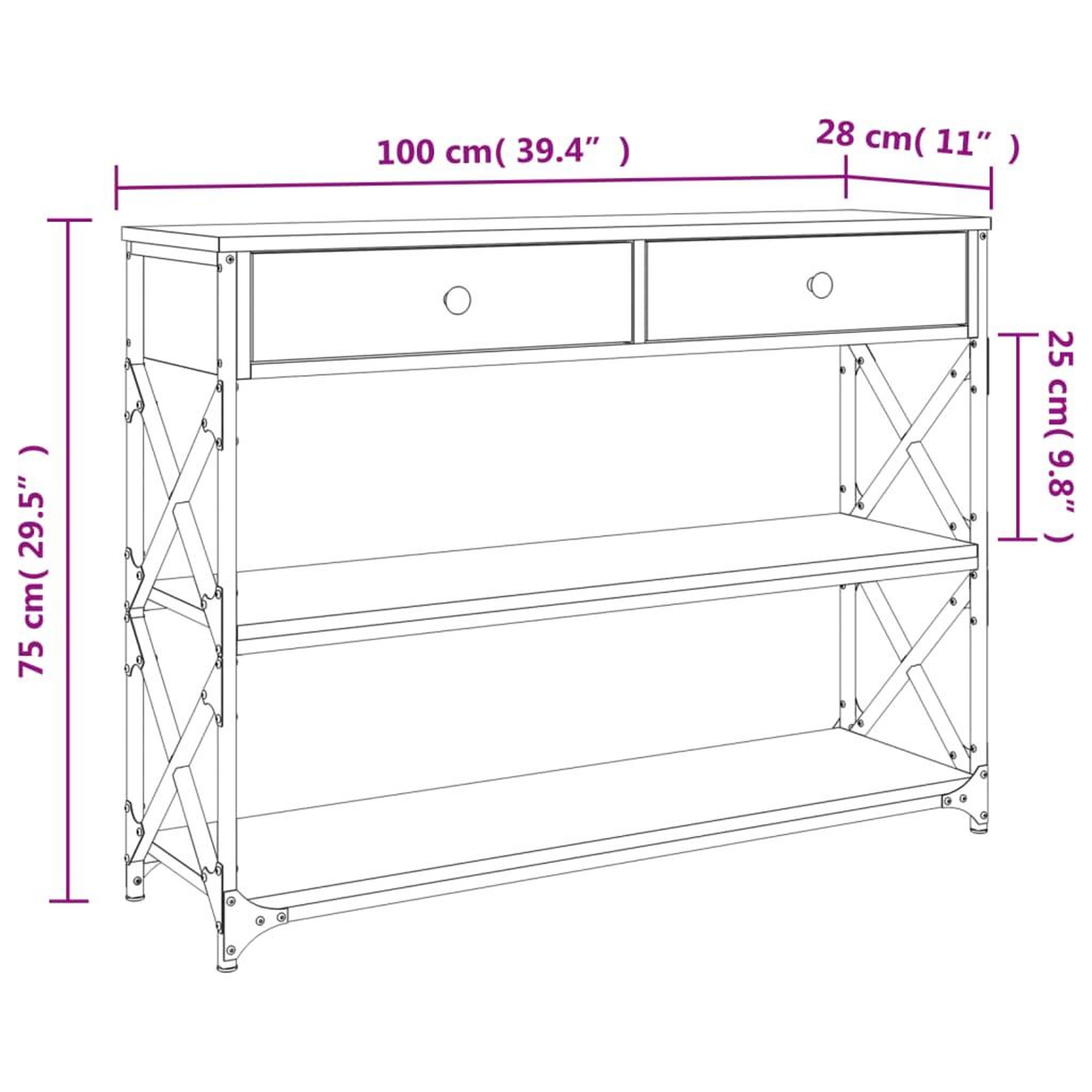 Voir la diapositive 6 : VIDAXL Table console chene fume 100x28x75 cm bois d'ingenierie
