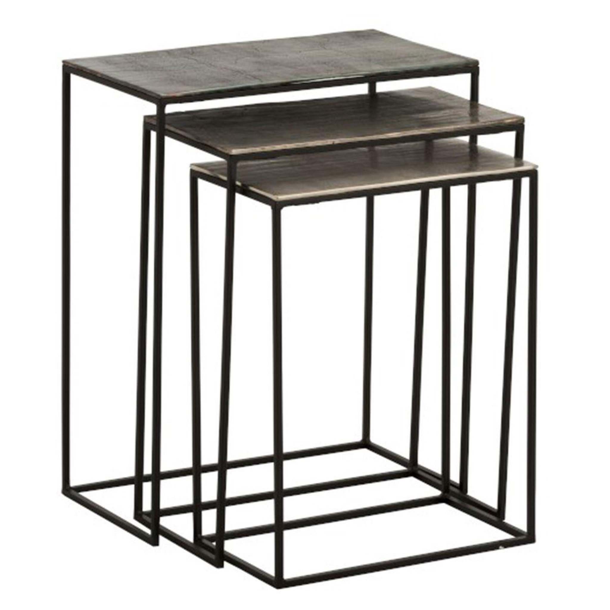 Voir la diapositive 2 : J-LINE Lot de 3 tables gigognes design  slim  65cm noir
