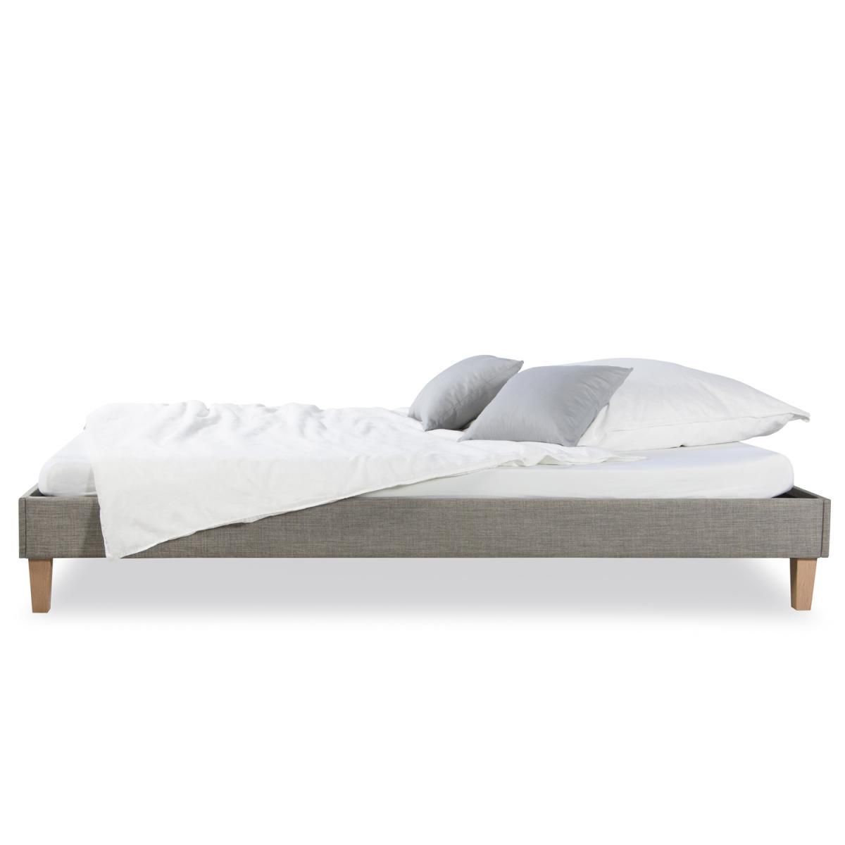 HomeStyle4U Cadre de Lit Simple 90 x 200 Gris Sommier à Lattes