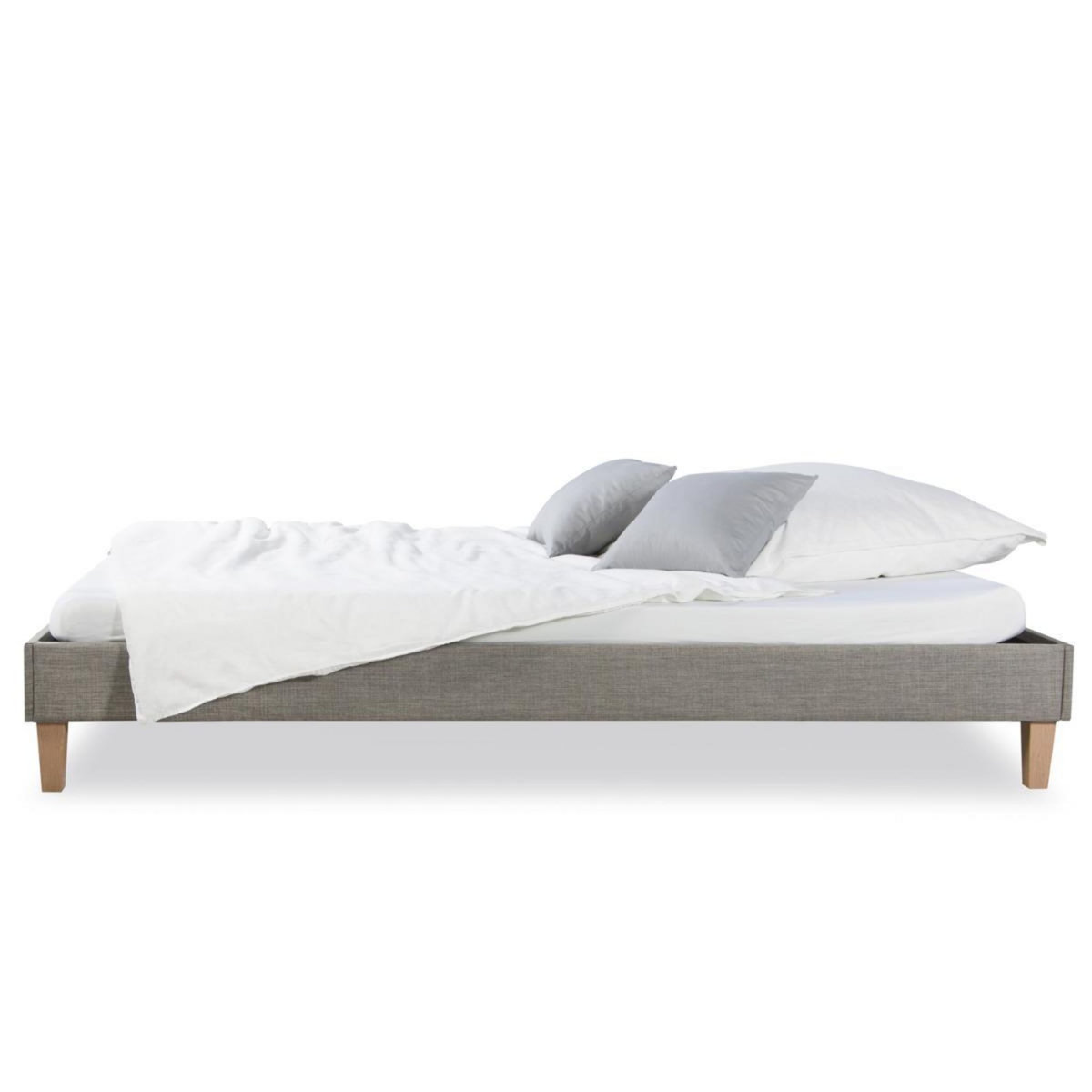 HomeStyle4U Cadre de Lit Simple 90 x 200 Gris Sommier à Lattes