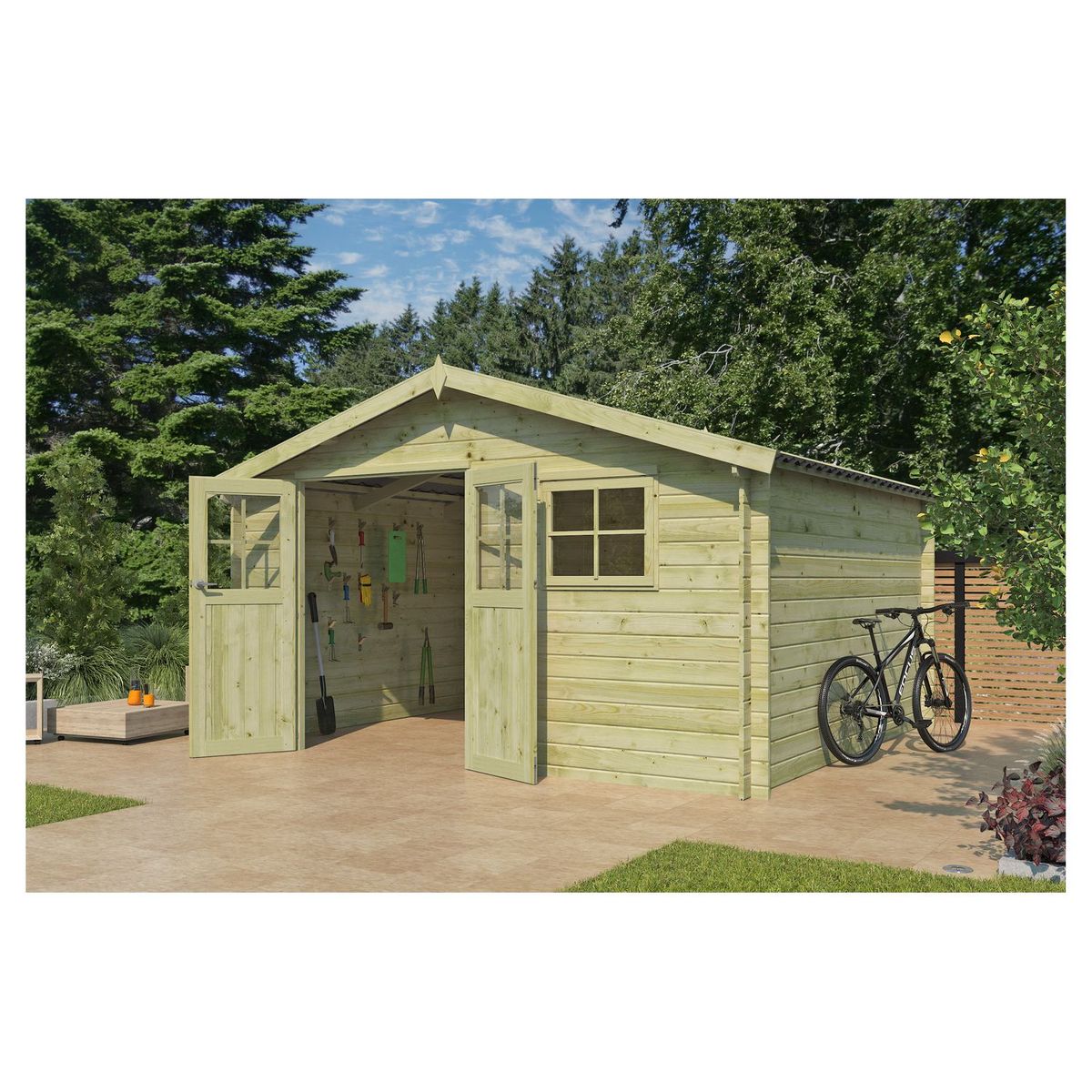 GARDENAS NV Abri de jardin bois - Autoclavé - 14m² - 415 X 385 cm