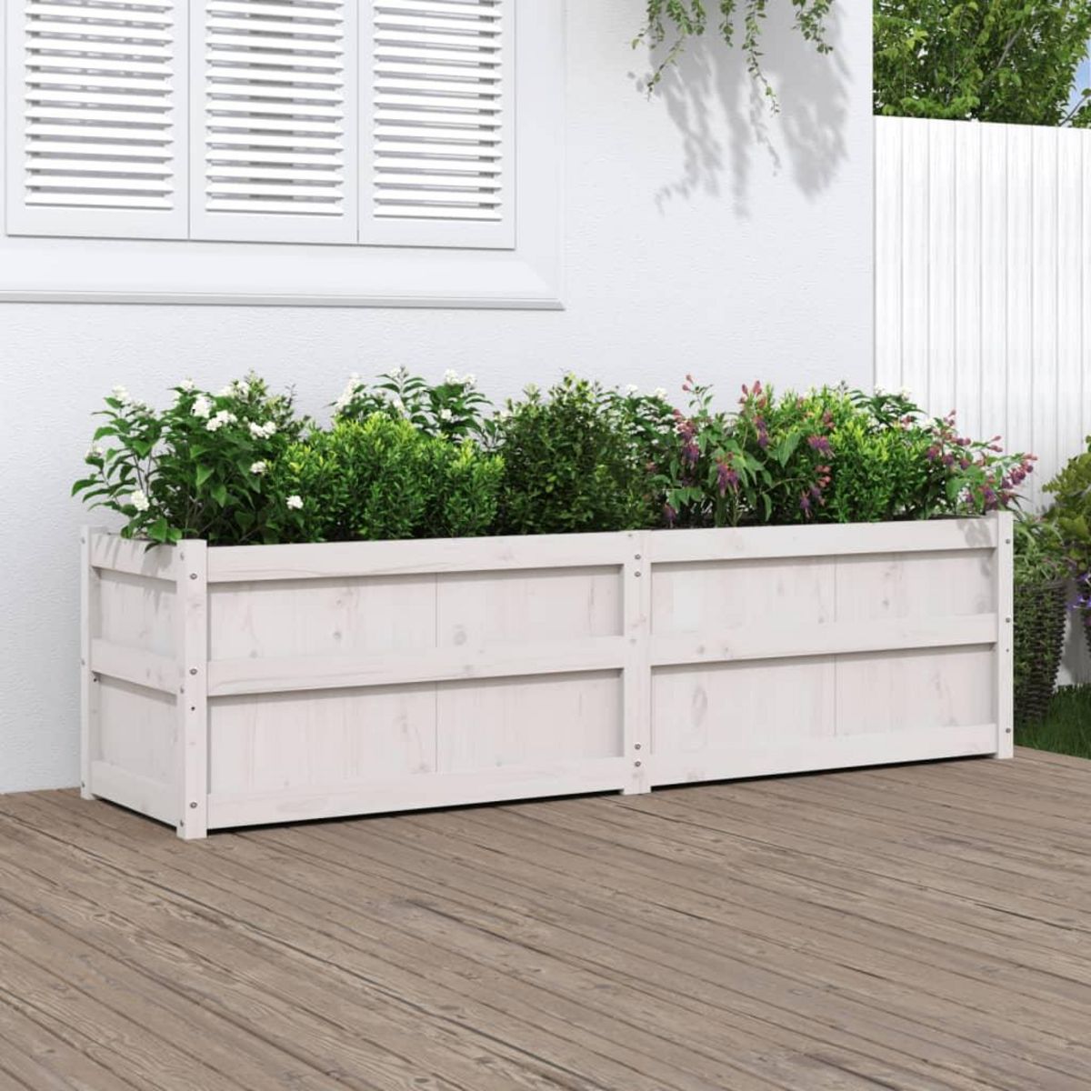 VIDAXL Jardiniere blanc 180x50x50 cm bois de pin massif