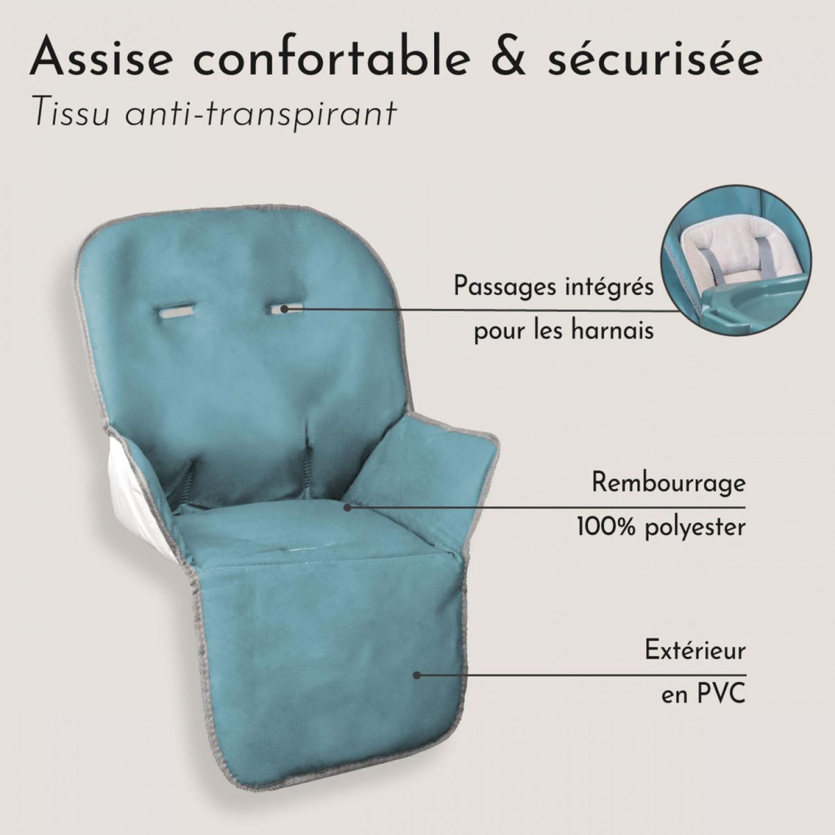 Monsieur Bébé Housse d'assise pour chaise haute bébé enfant gamme Ptit - Cléo