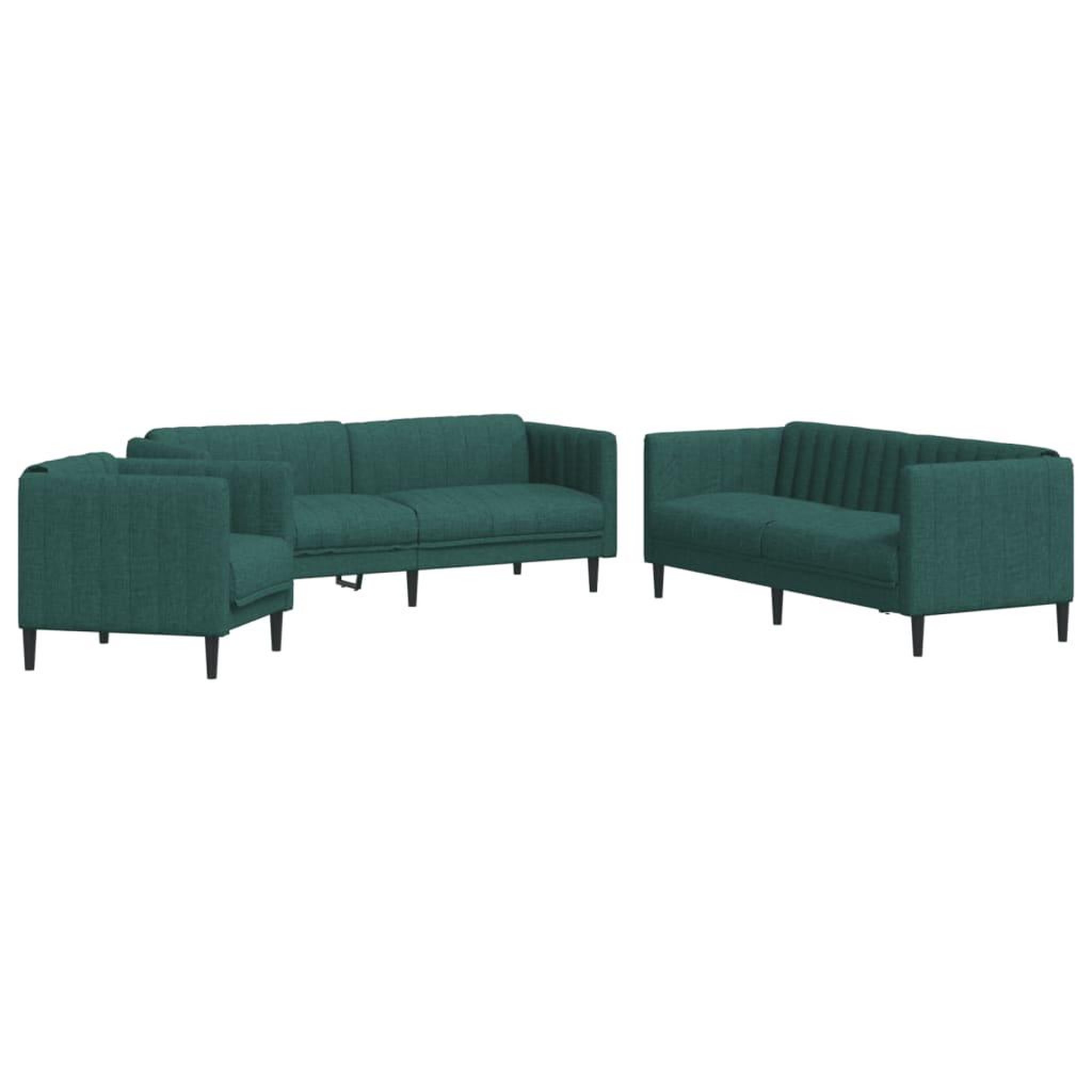 Voir la diapositive 2 : VIDAXL Ensemble de canapes 3 pcs vert fonce tissu