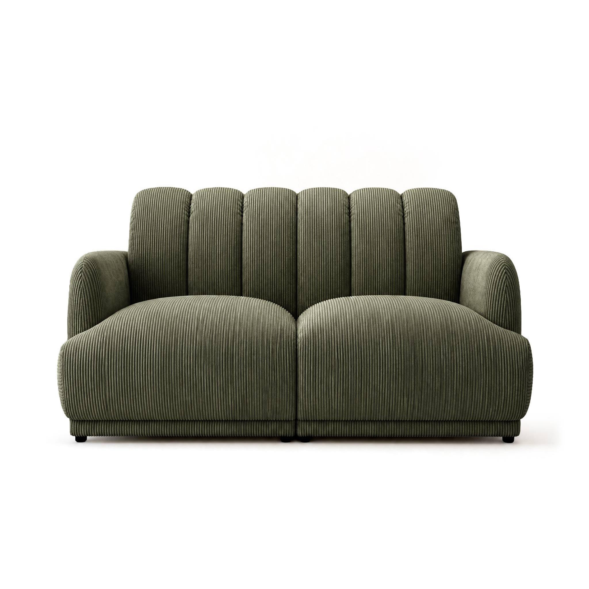 Voir la diapositive 1 : BEST MOBILIER Luigi - canapé droit 3 places en velours côtelé