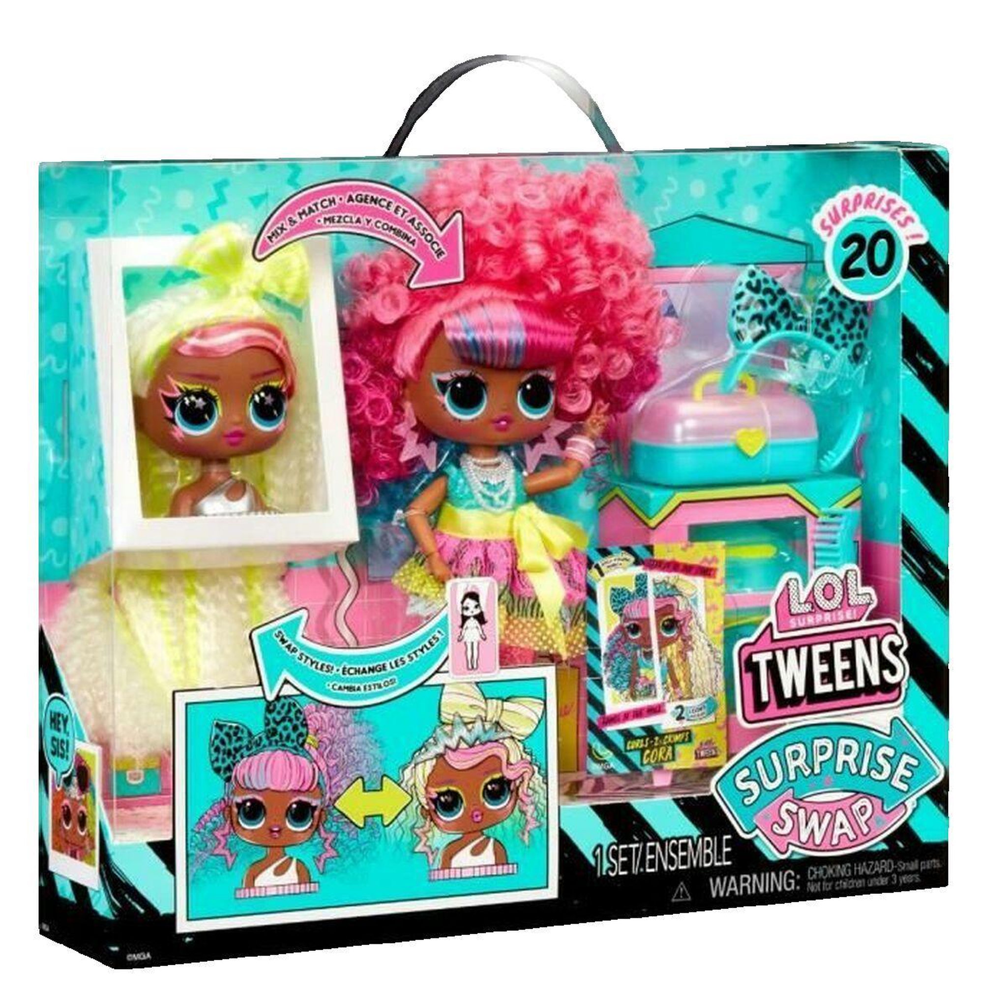 L.O.L. SURPRISE! Poupon à fonction LOL Surprise Cora rose et turquoise