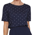 Vila T-shirt Marine à pois Femme Vila Mooney. Coloris disponibles : Bleu