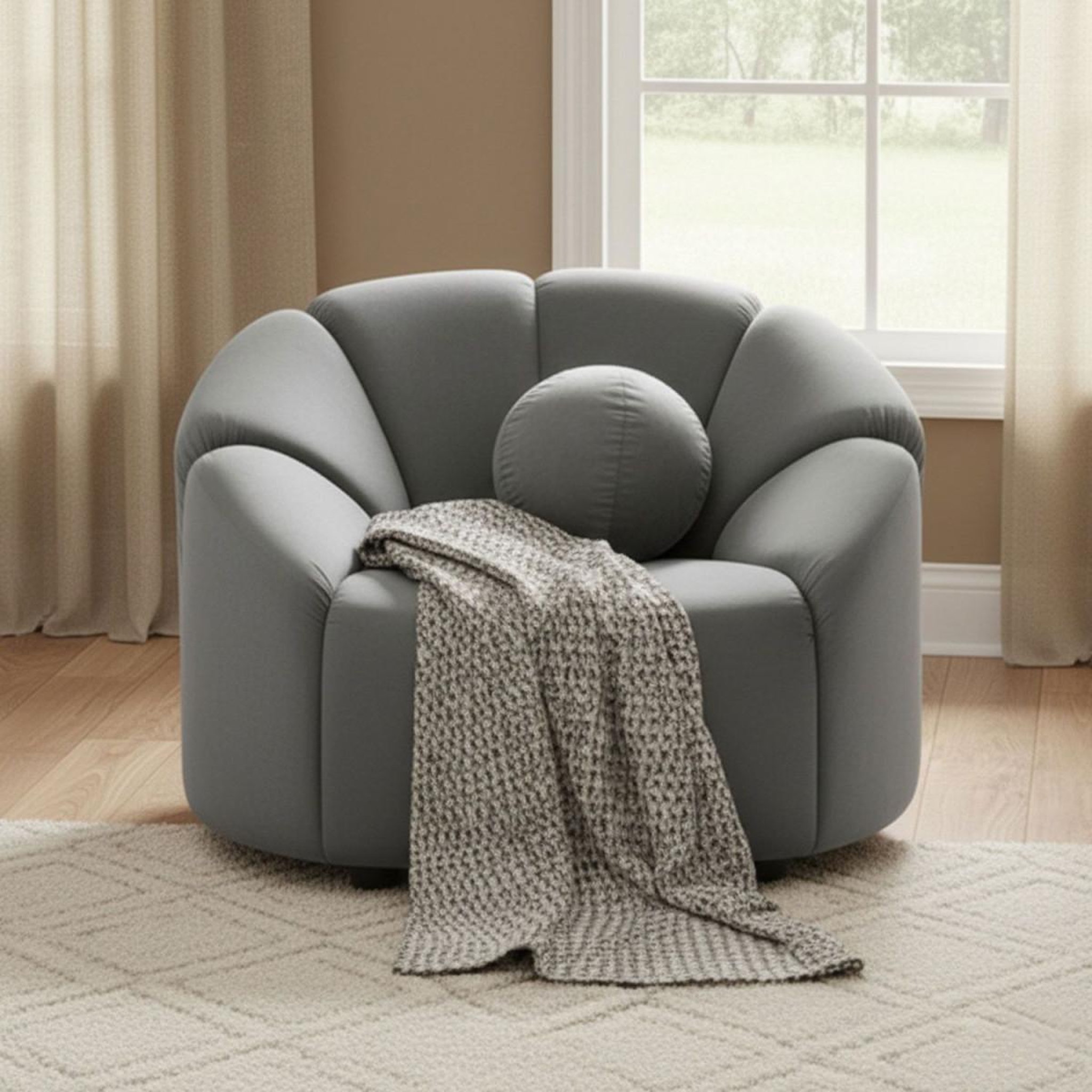 Voir la diapositive 4 : Paris Prix Fauteuil design en velours  spenser  103cm gris