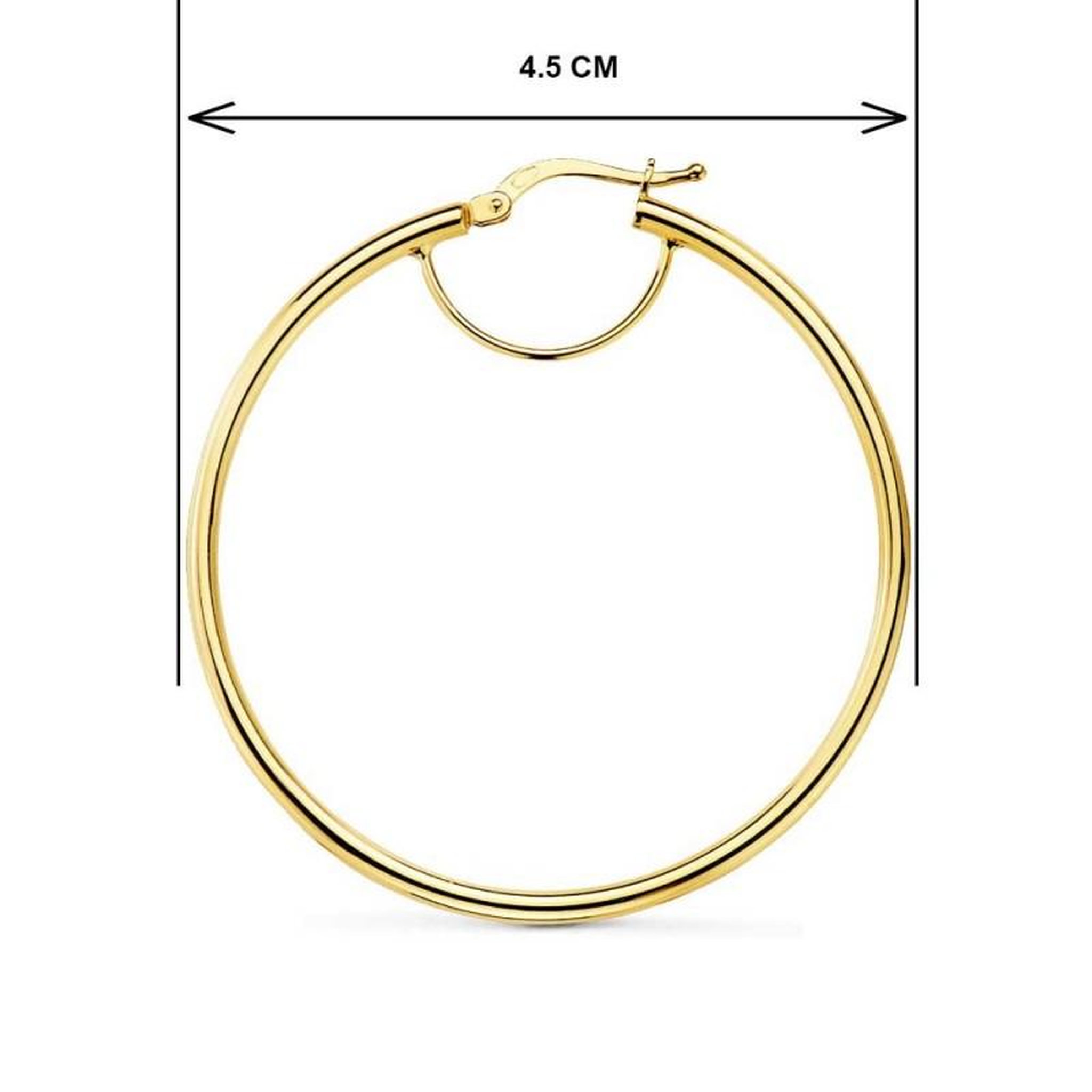 Voir la diapositive 4 : L'ATELIER D'AZUR Boucles d'Oreilles Créoles Renforcées - Or Jaune - Diamètre 4.5cm - Femme