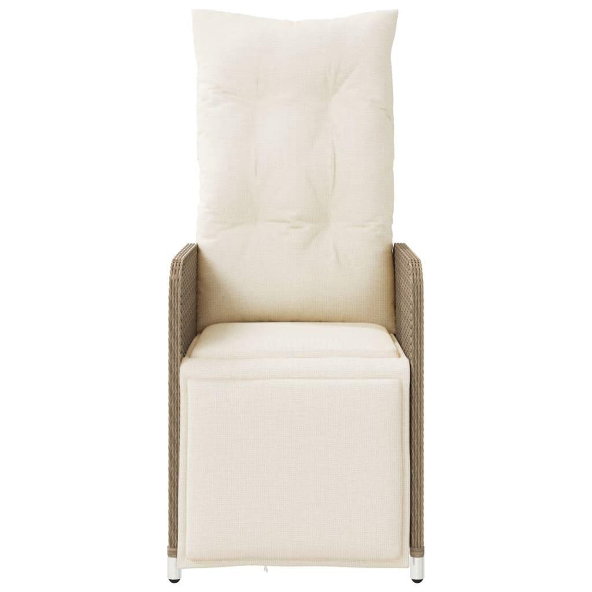 Voir la diapositive 5 : VIDAXL Chaises inclinables de jardin lot de 2 avec table beige rotin