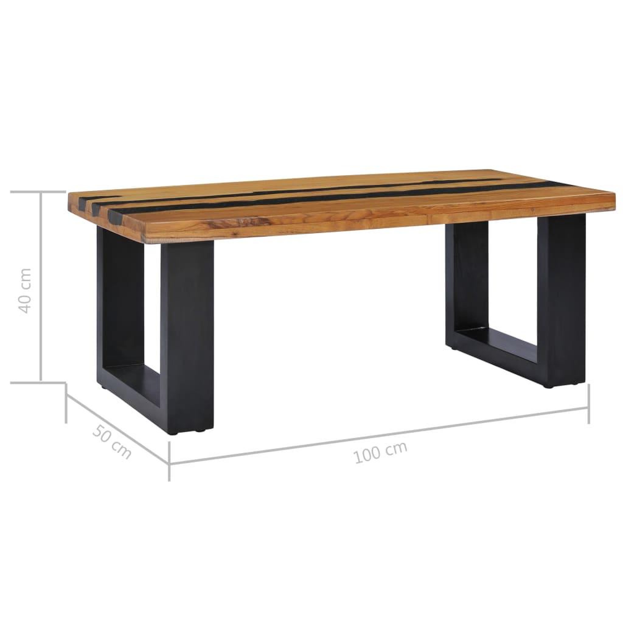 Voir la diapositive 6 : VIDAXL Table basse 100x50x40 cm Bois de teck massif et pierre de lave