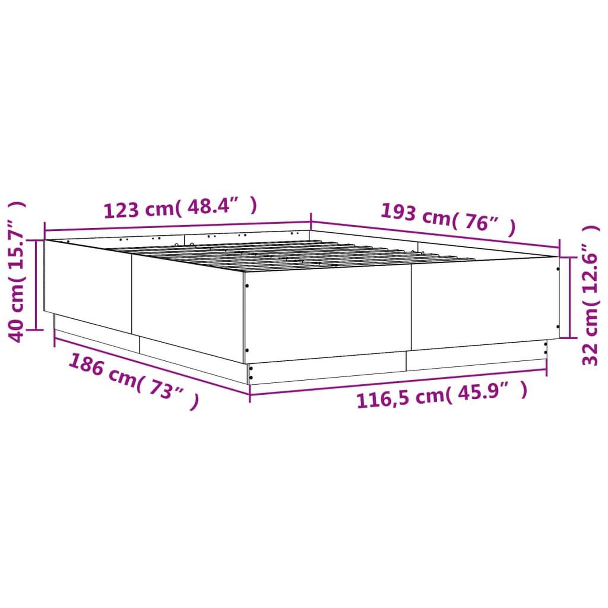 Voir la diapositive 6 : VIDAXL Cadre de lit sans matelas chene sonoma 120x190 cm