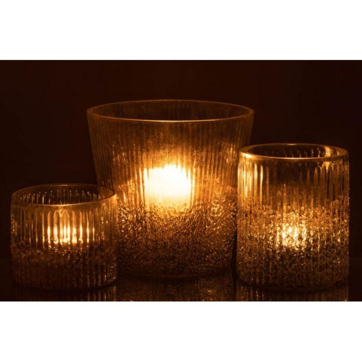 Paris Prix Photophore Côtelé en Verre  Althea  16cm Argent