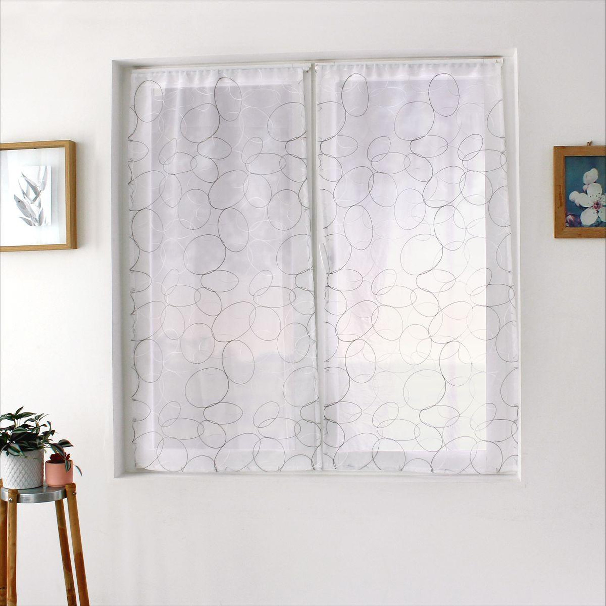 ENJOY HOME Paire de voilages bordés  galet  60x120cm gris & blanc