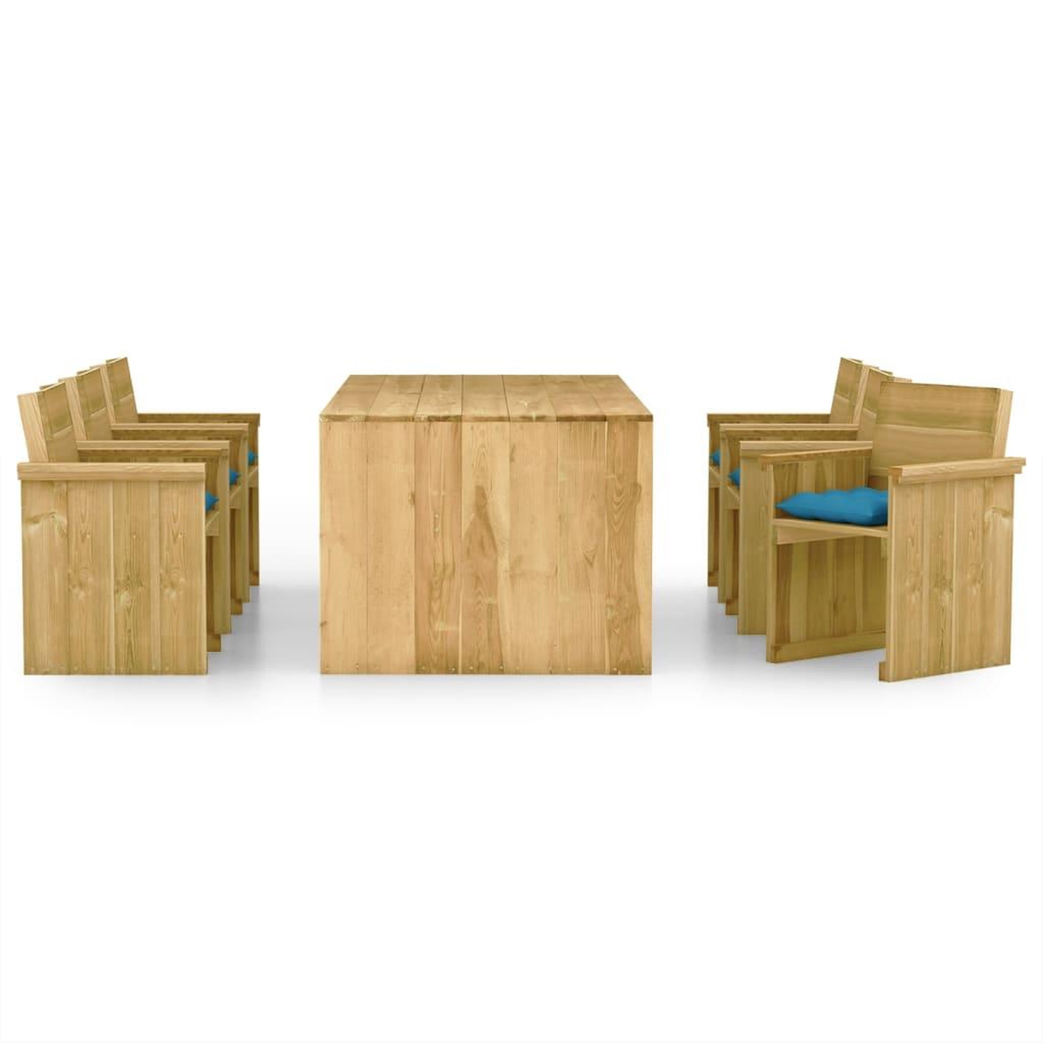 Voir la diapositive 2 : VIDAXL Ensemble a manger de jardin 7 pcs avec coussins pin impregne
