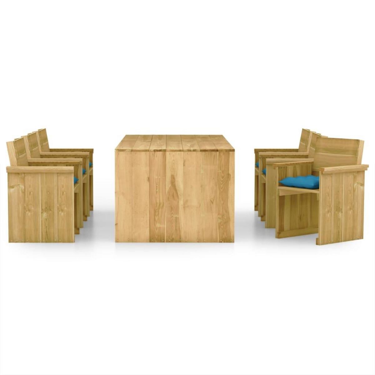 VIDAXL Ensemble a manger de jardin 7 pcs avec coussins pin impregne